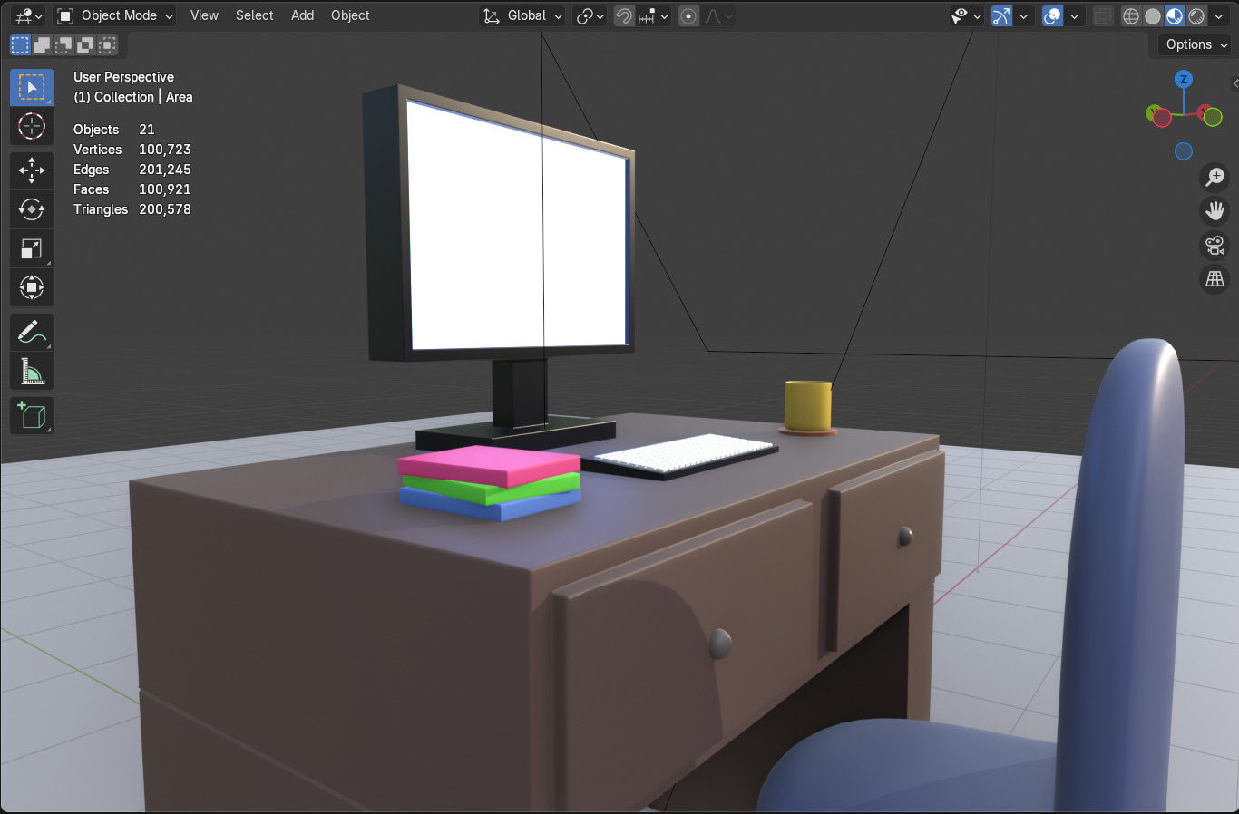 Minimalist Work Desk with Computer and Chair 3D Model 3D Model
