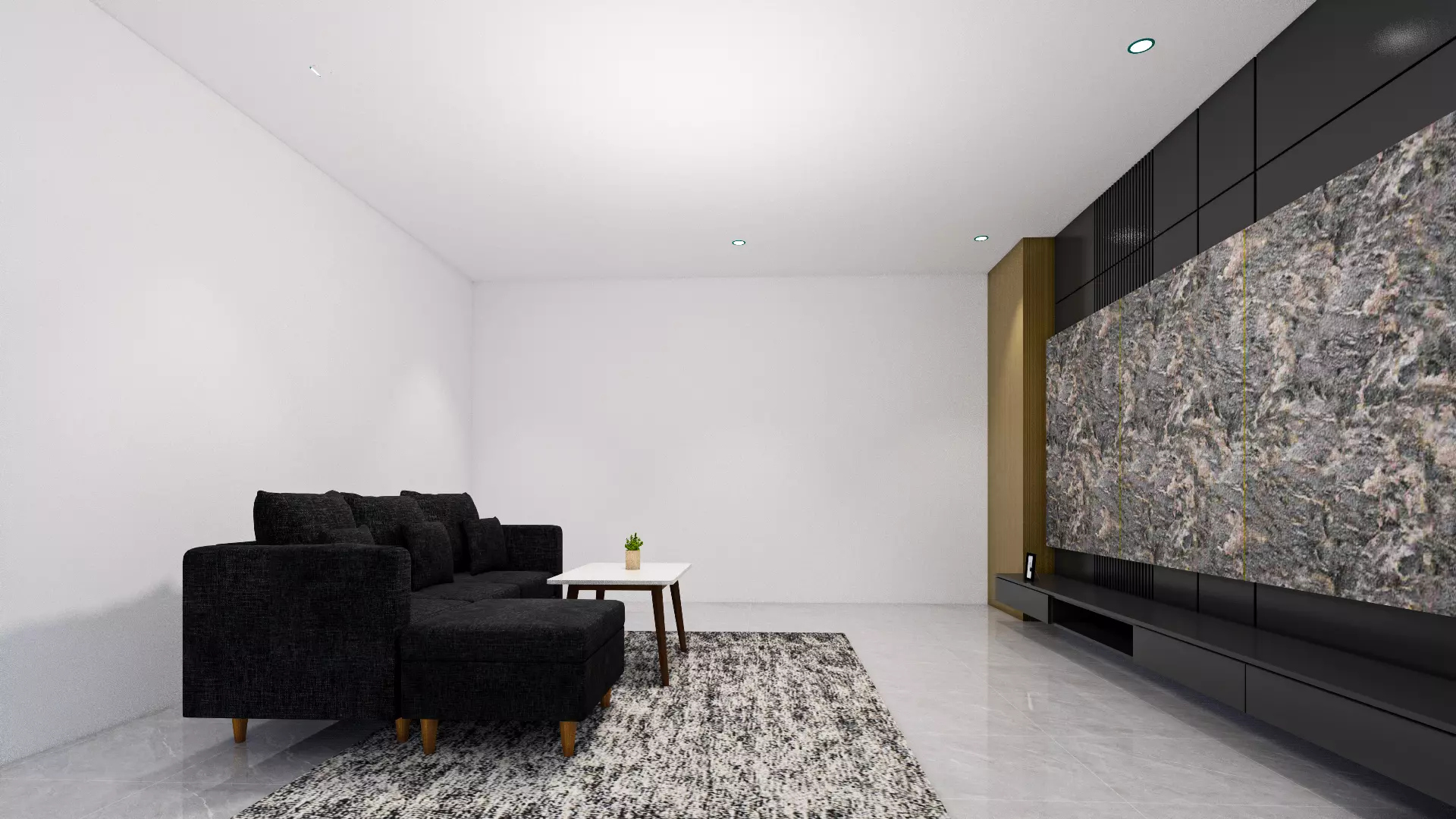 Modern Minimalist Living Room Interior 3D Model