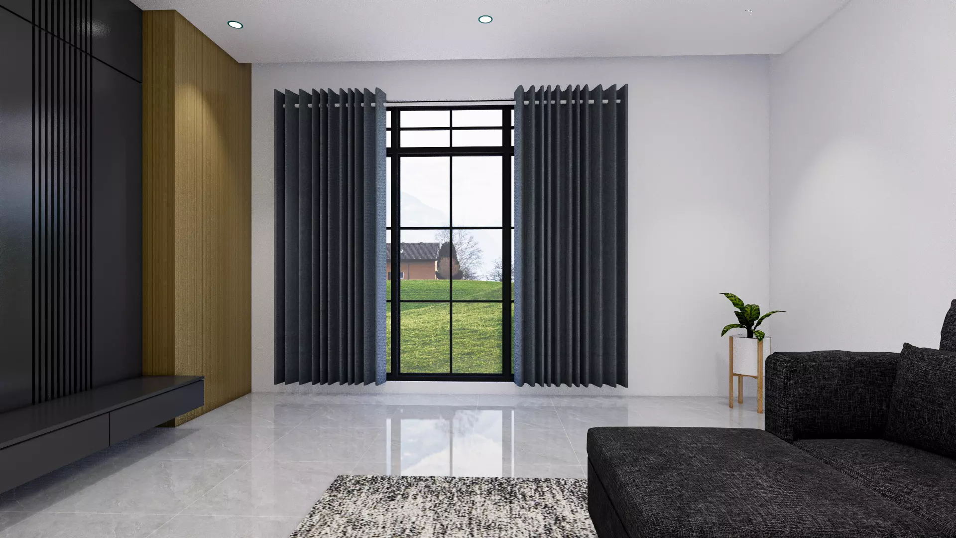 Modern Minimalist Living Room Interior 3D Model