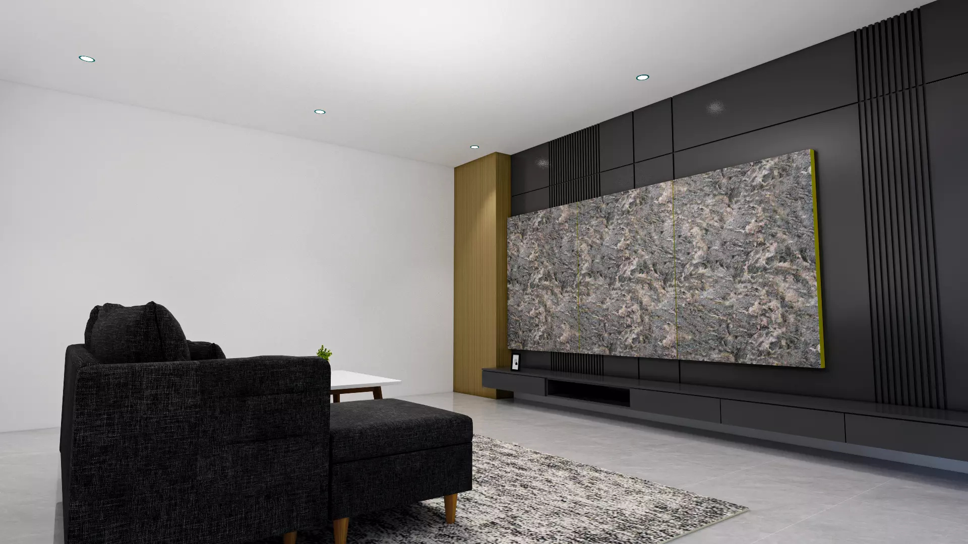 Modern Minimalist Living Room Interior 3D Model