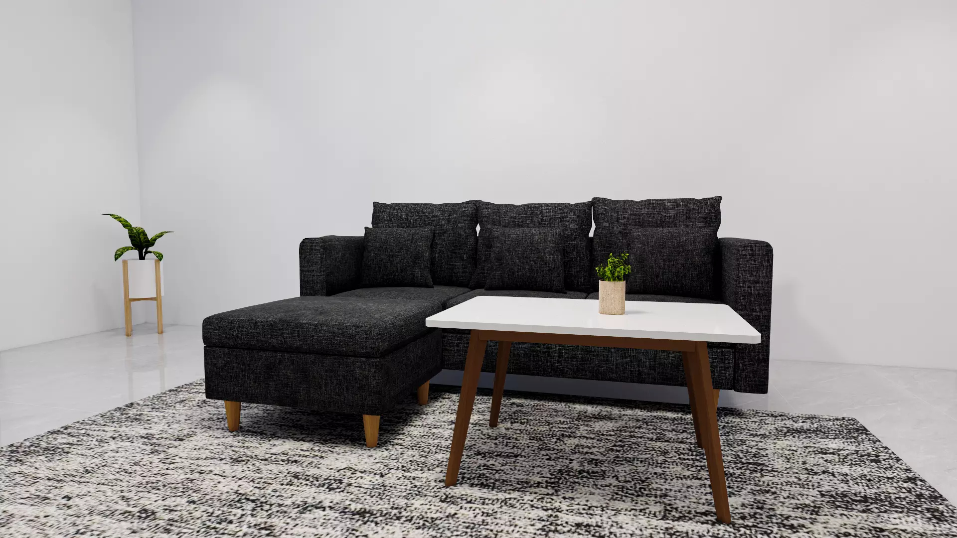 Modern Minimalist Living Room Interior 3D Model