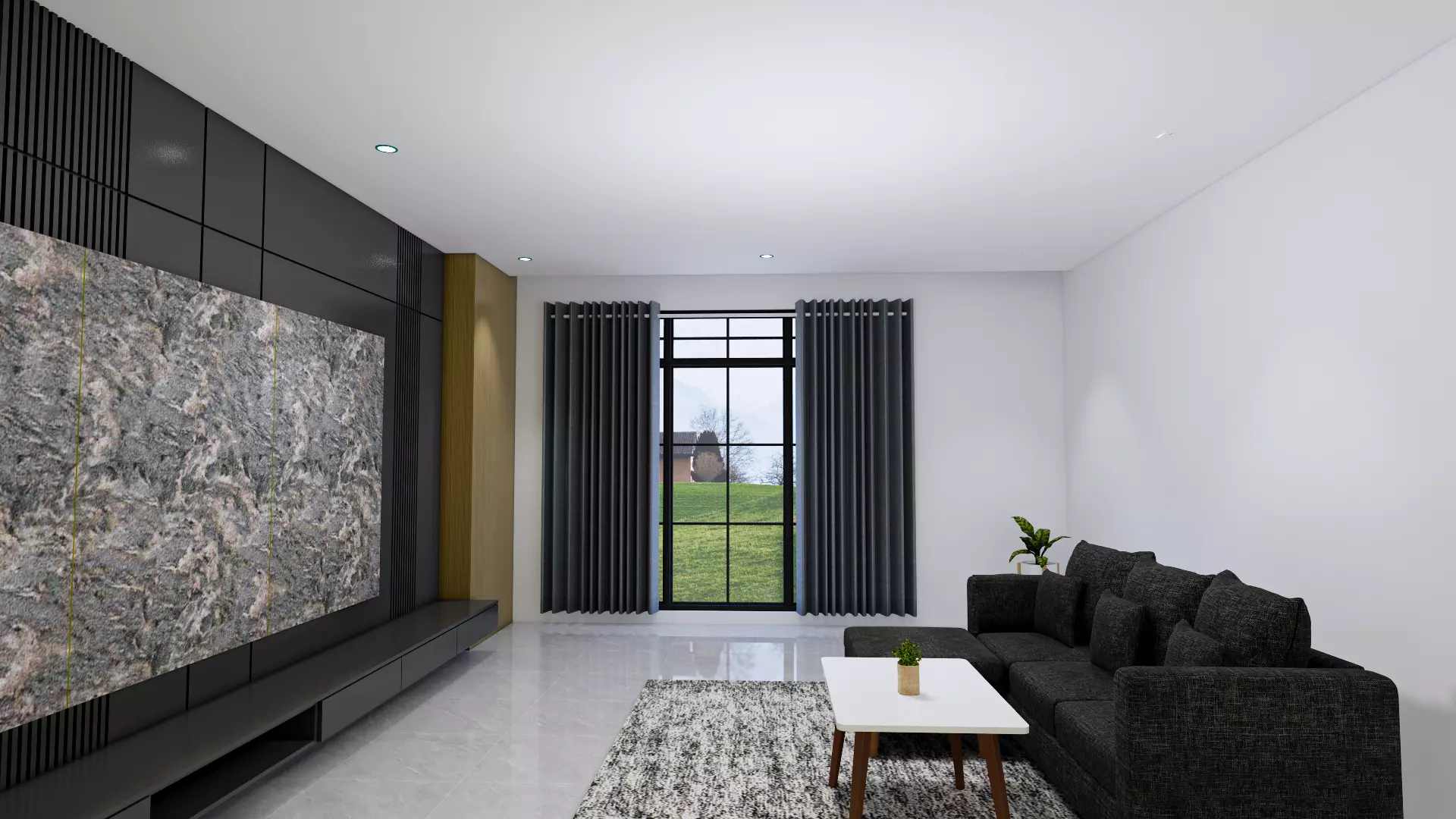 Modern Minimalist Living Room Interior 3D Model