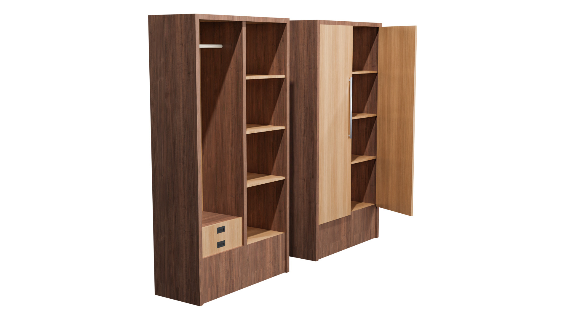 Modern Wooden Wardrobe Low Polygon 3D 3D Model