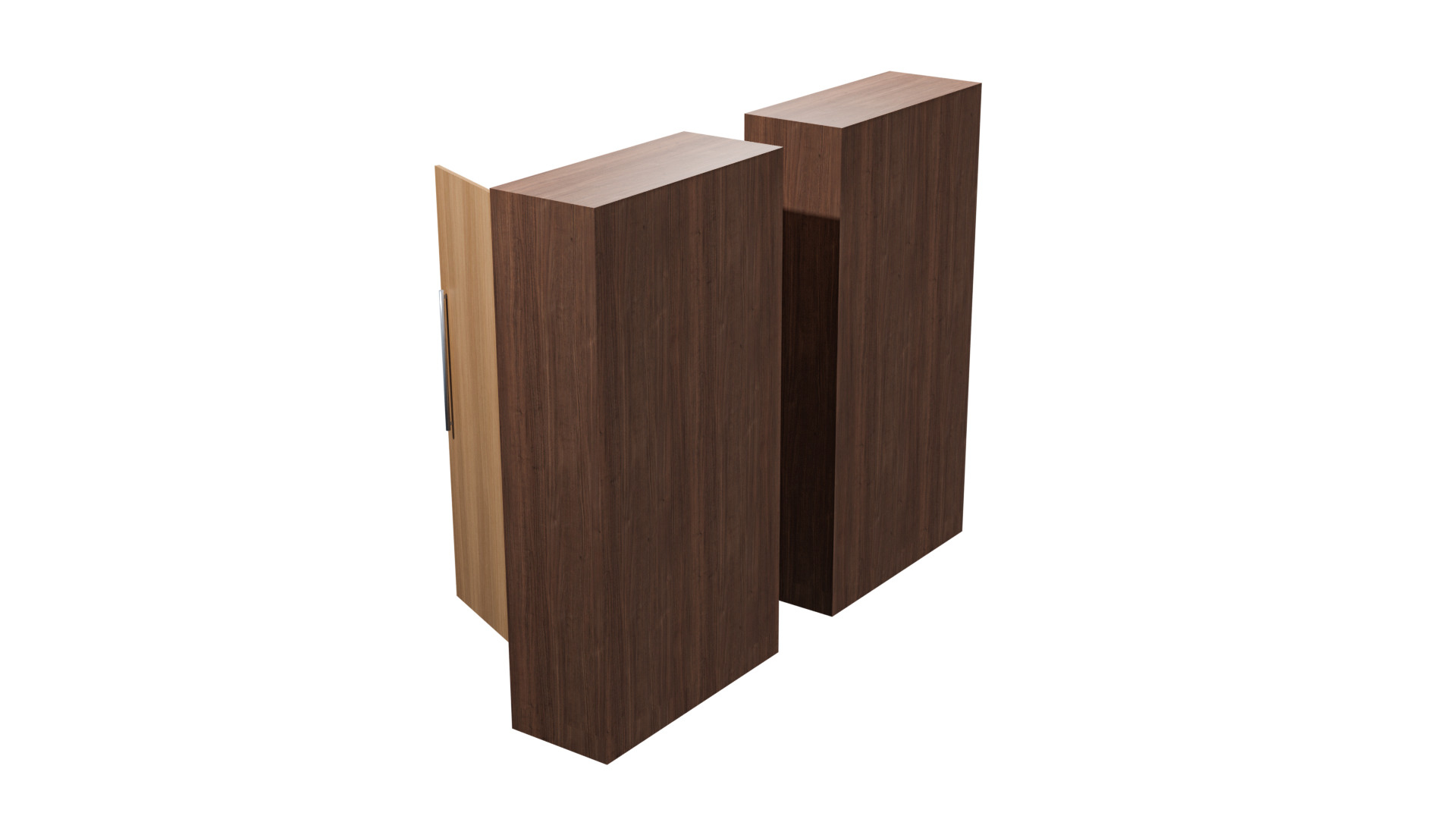 Modern Wooden Wardrobe Low Polygon 3D 3D Model