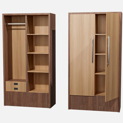 Modern Wooden Wardrobe Low Polygon 3D