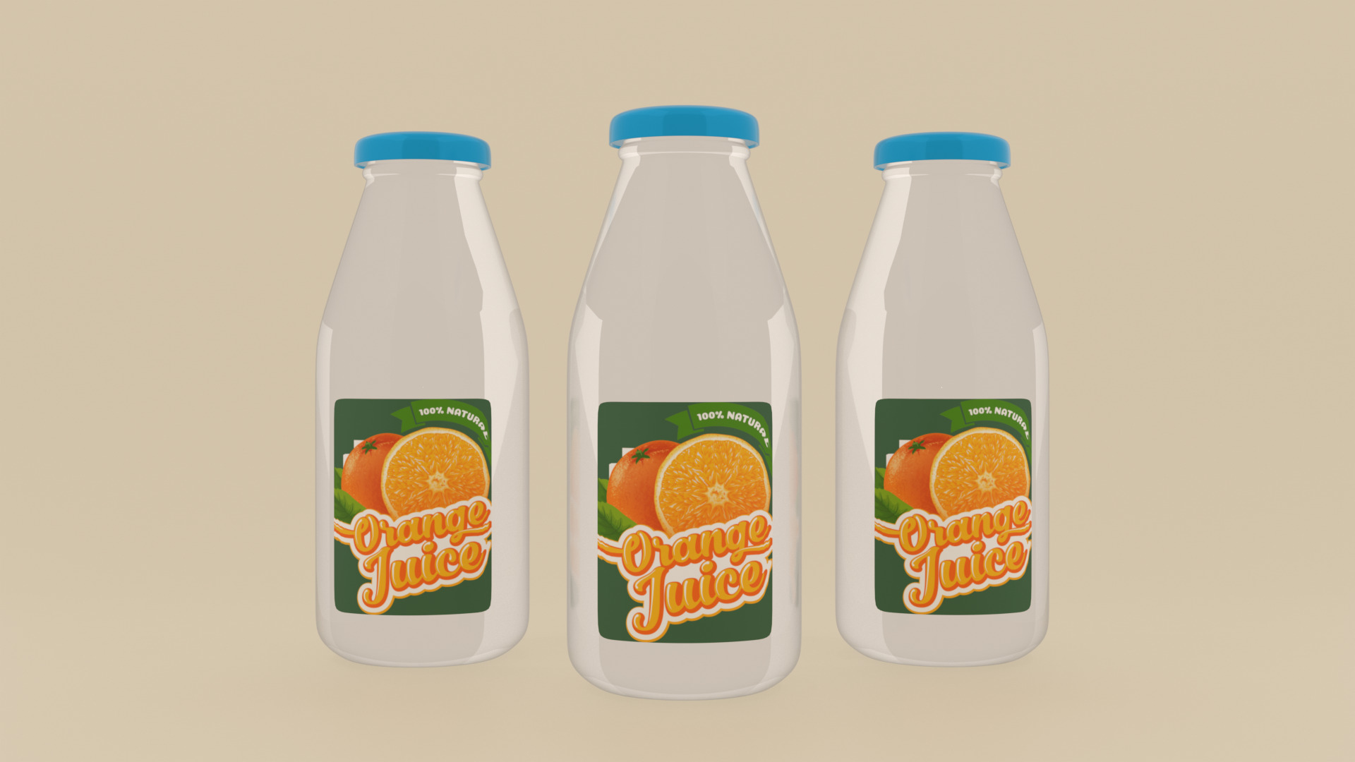 Orange Juice Bottle Packaging Realistic Product Visualizatio 3D Model