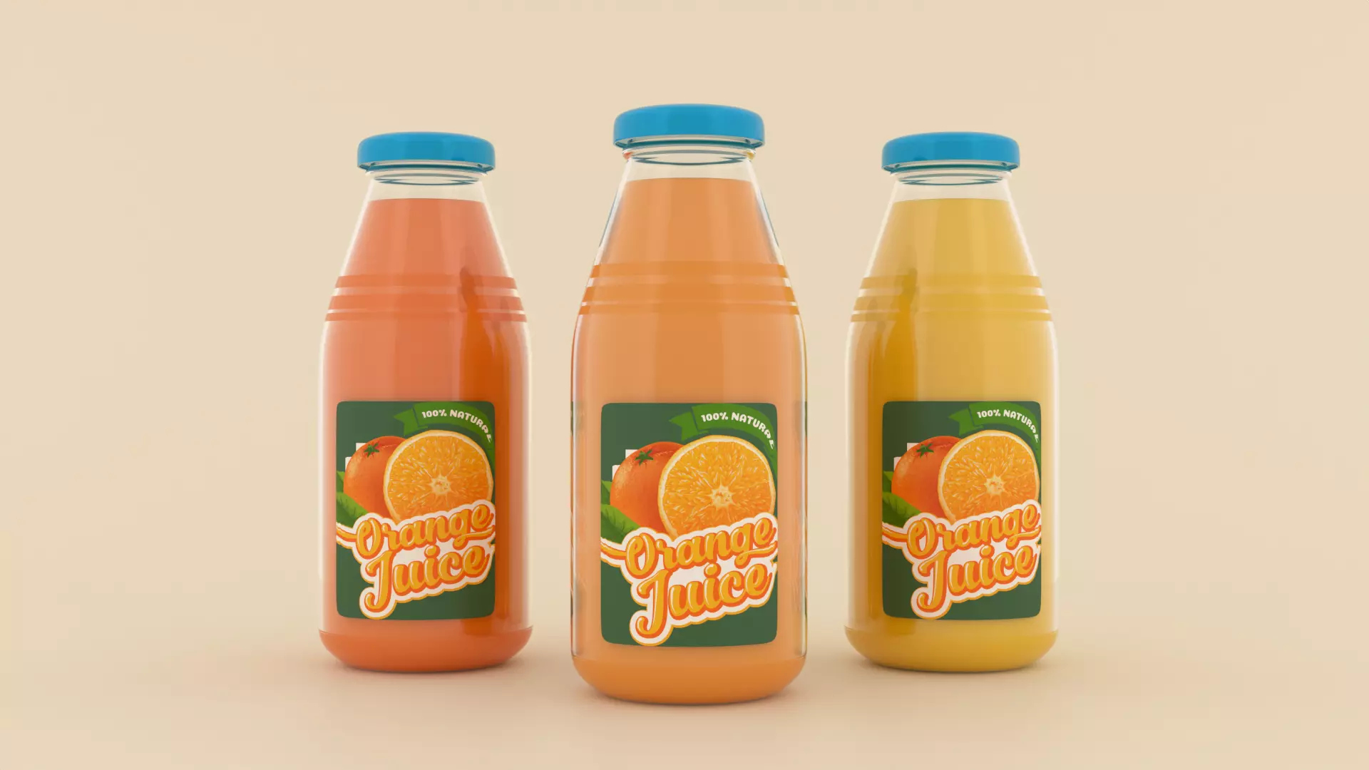 Orange Juice Bottle Packaging Realistic Product Visualizatio 3D Model