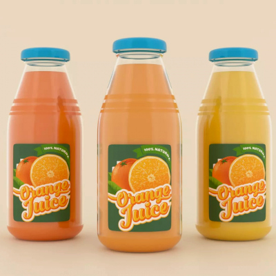 Orange Juice Bottle Packaging Realistic Product Visualizatio