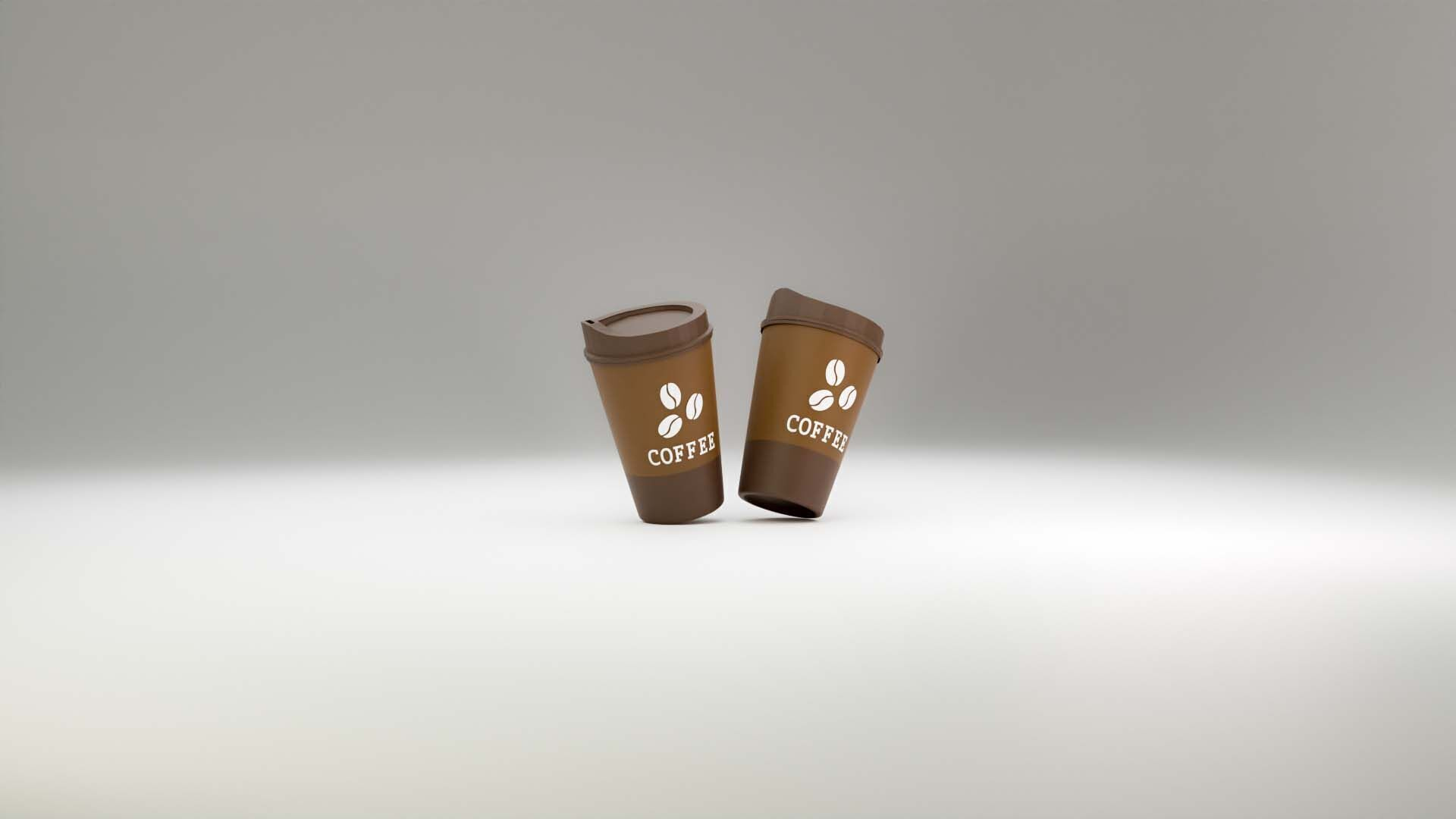 Realistic Coffee Cup 3D Model Takeaway Cup with Lid Label 3D by 3D_Assets