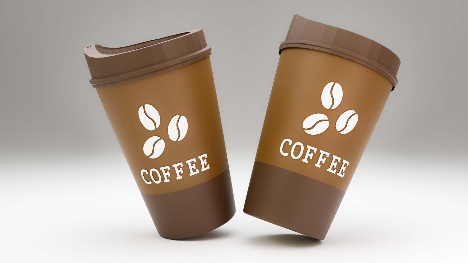 Realistic Coffee Cup 3D Model Takeaway Cup with Lid Label 3D by 3D_Assets