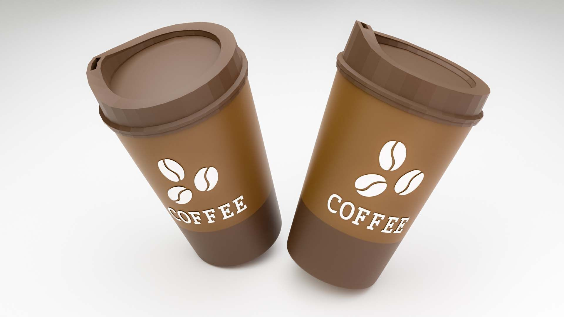 Realistic Coffee Cup 3D Model Takeaway Cup with Lid Label 3D 3D Model
