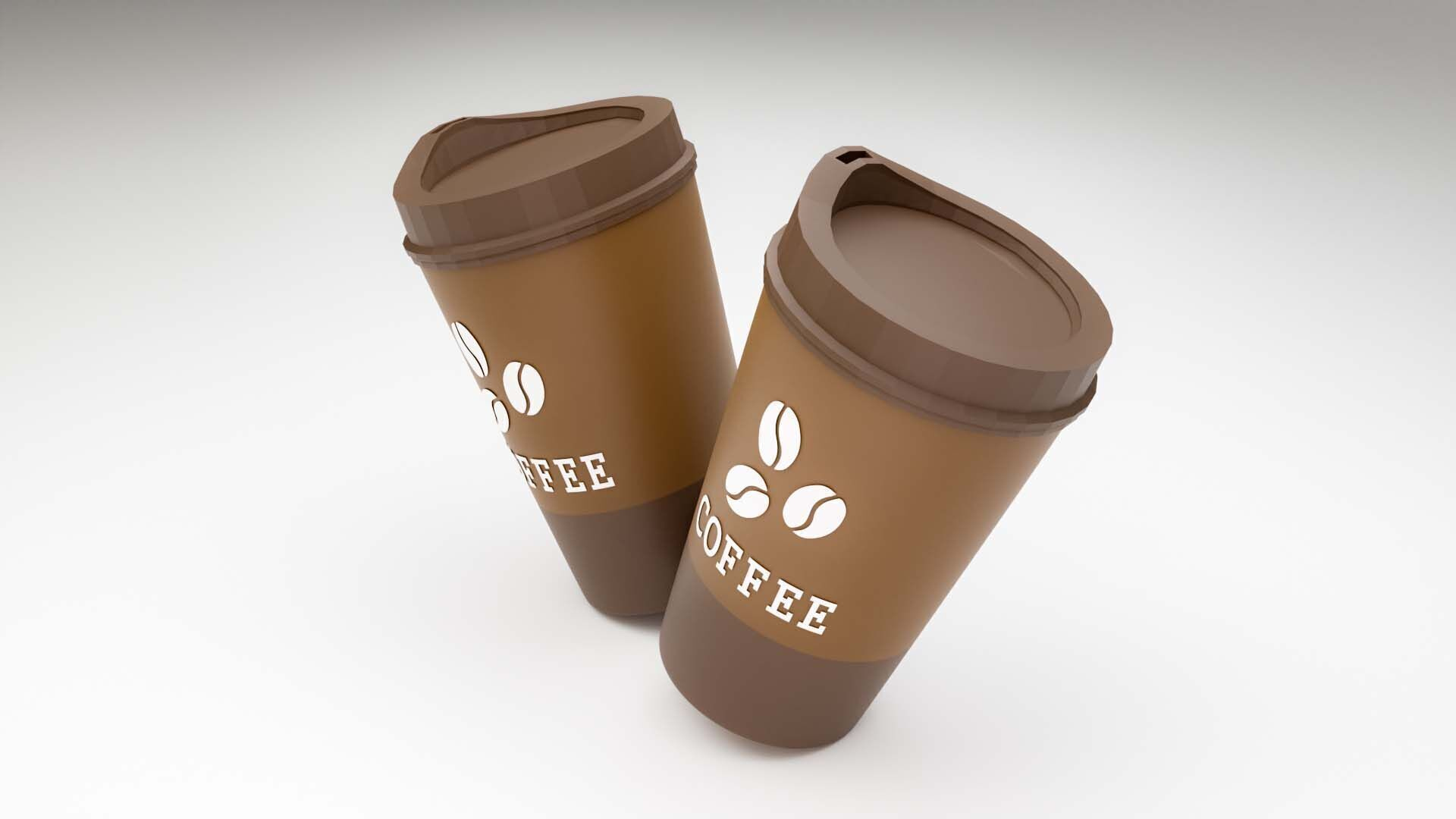 Realistic Coffee Cup 3D Model Takeaway Cup with Lid Label 3D by 3D_Assets