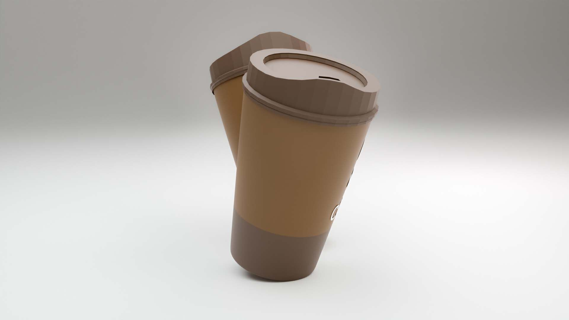 Realistic Coffee Cup 3D Model Takeaway Cup with Lid Label 3D 3D Model