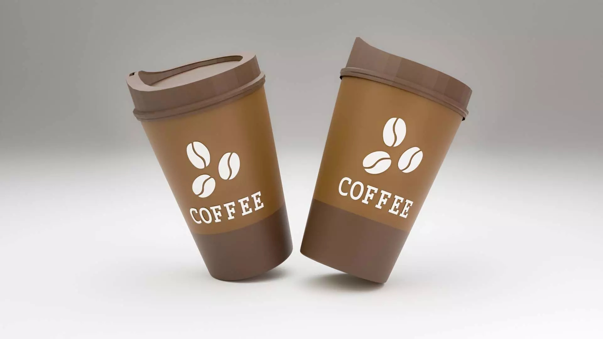 Realistic Coffee Cup 3D Model Takeaway Cup with Lid Label 3D 3D Model