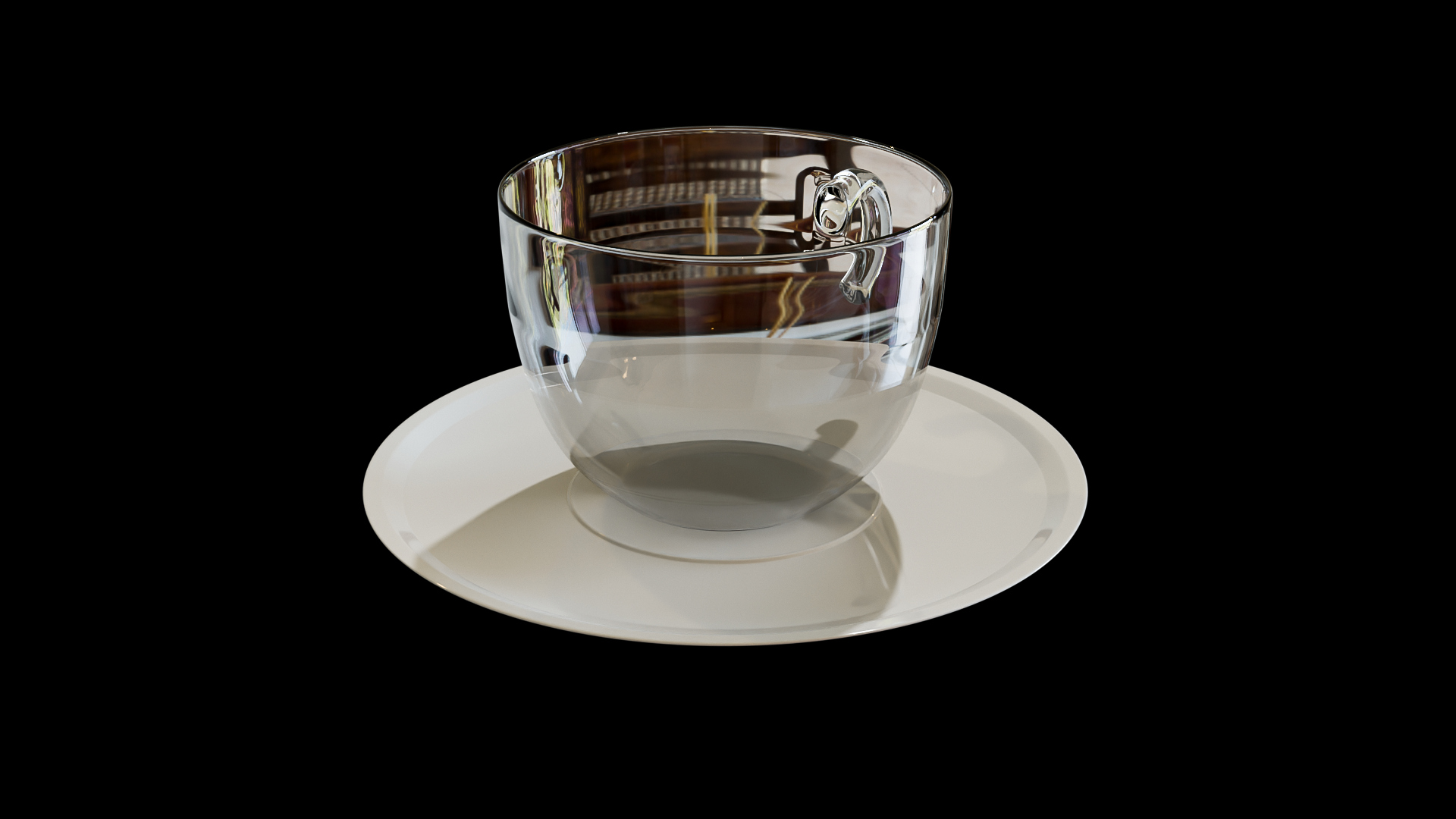 Realistic Glass Coffee Cup with Saucer 3D Model 3D Model