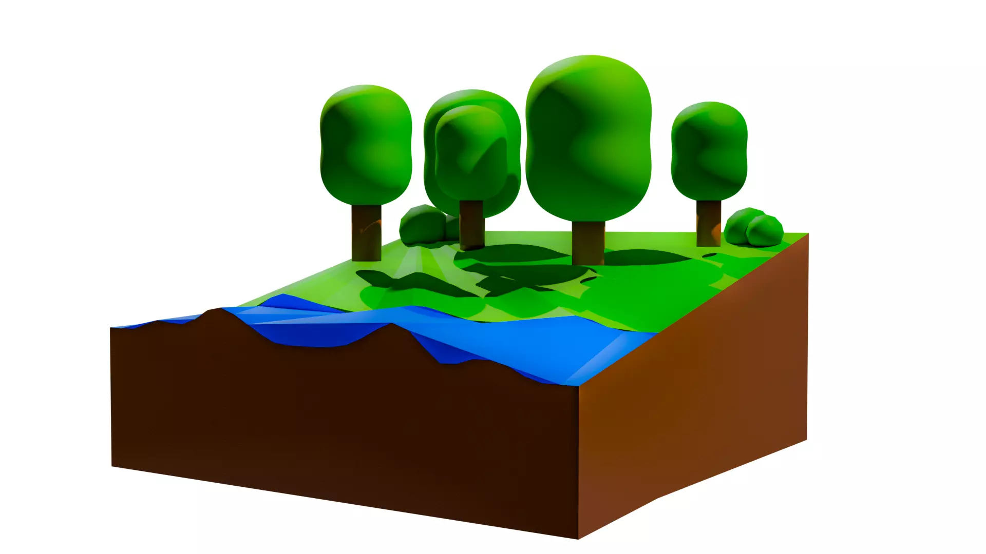 Stylized Natural Environment Low Polygon Mini Forest Scene F 3D Model