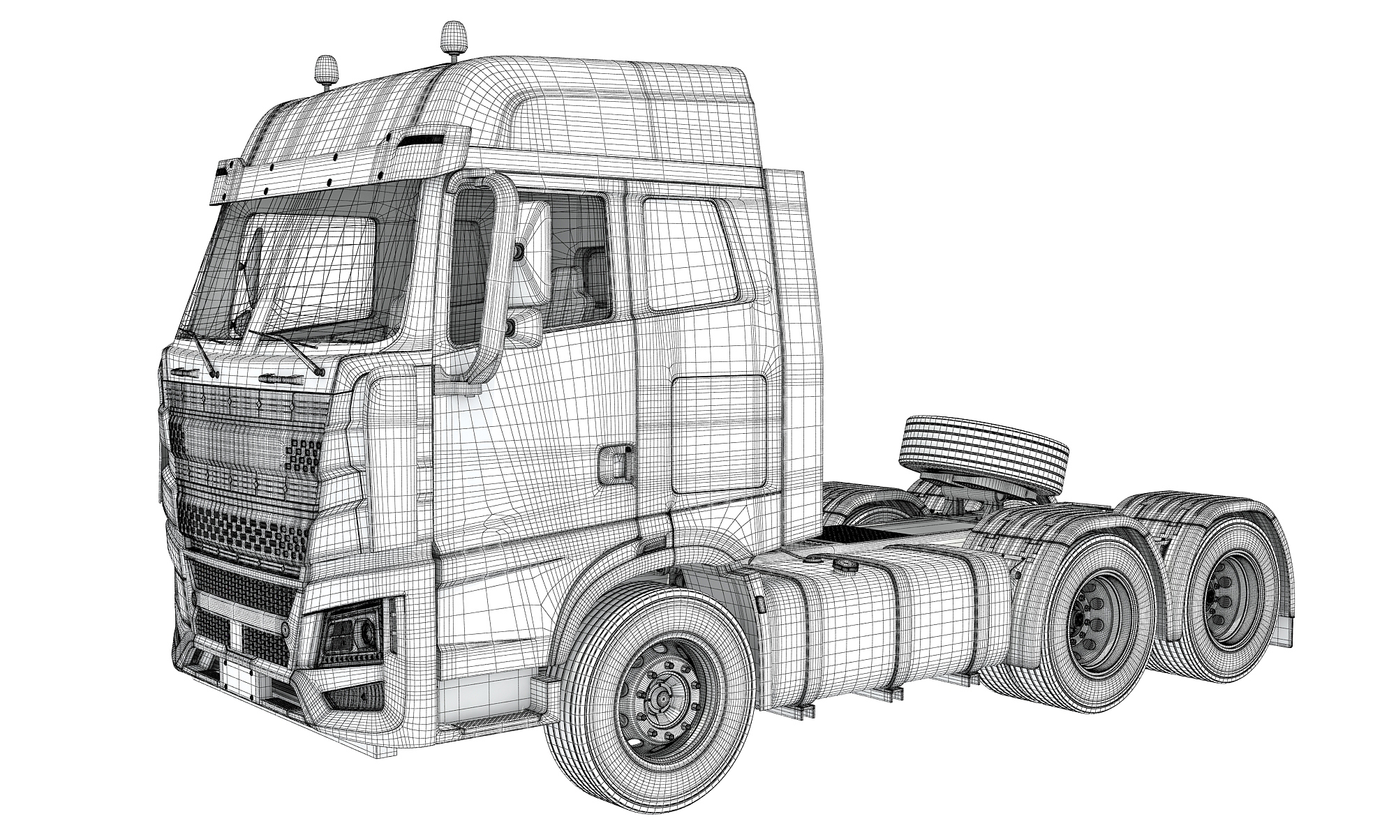 Semi Trailer Tractor Heavy Freight Truck 3D Model