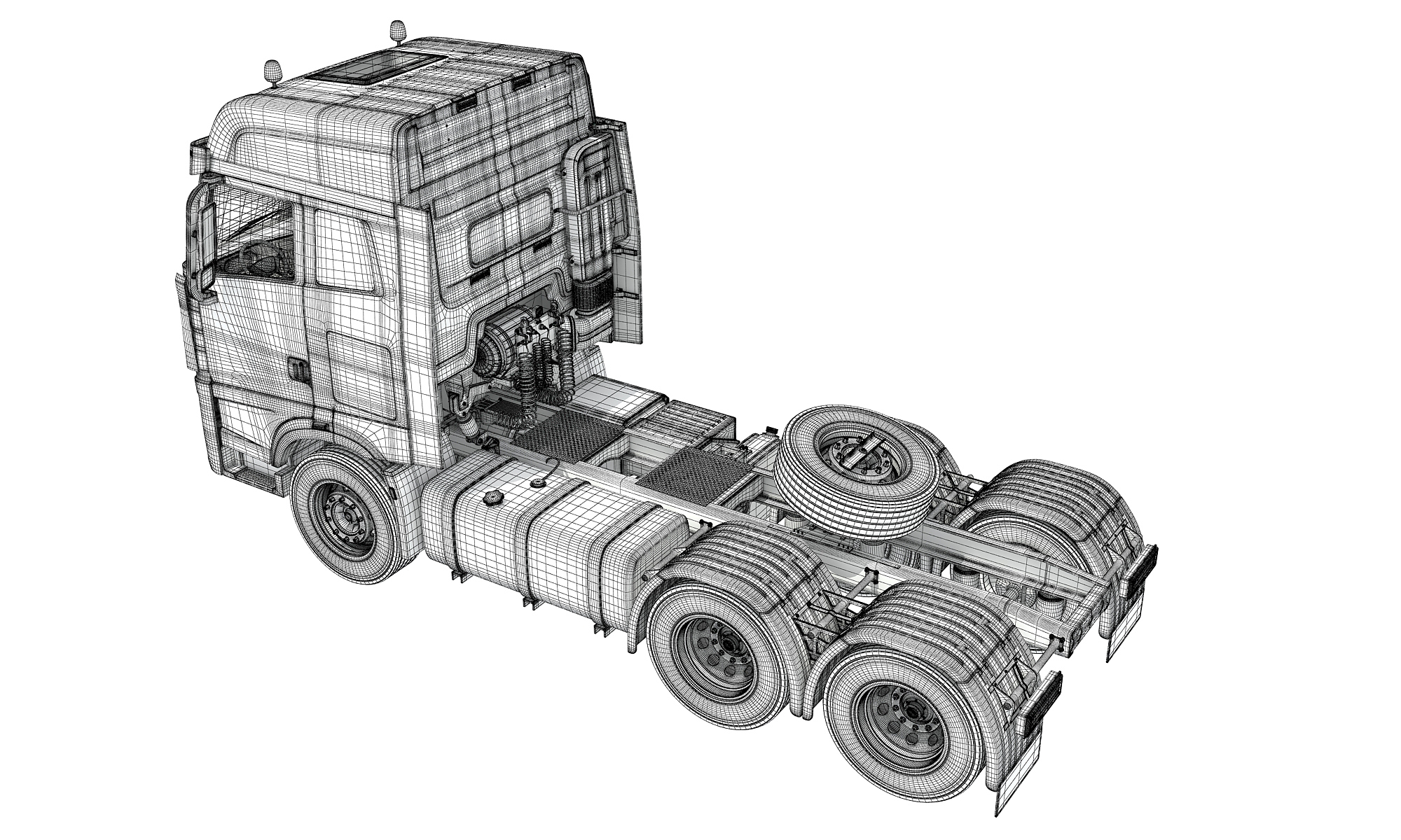Semi Trailer Tractor Heavy Freight Truck 3D Model