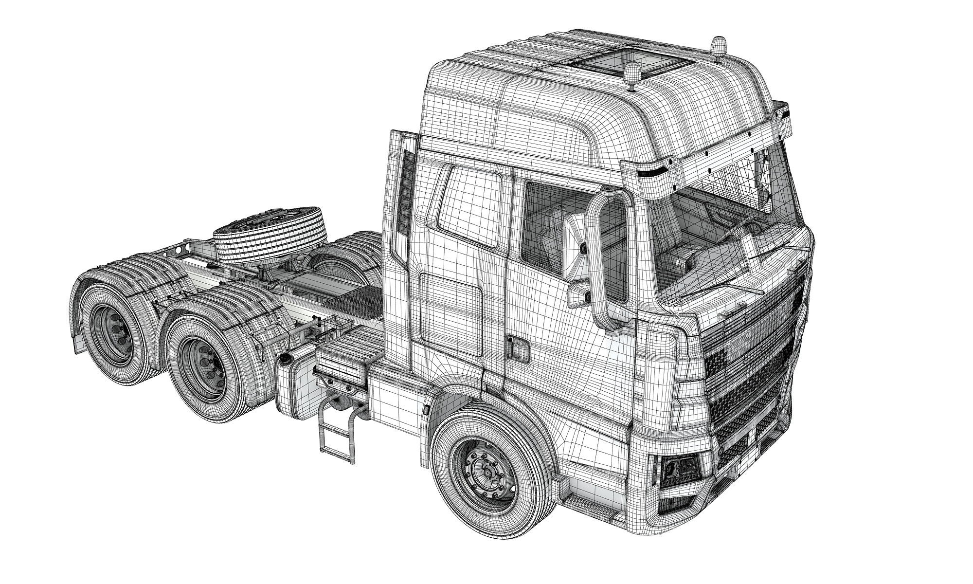 Semi Trailer Tractor Heavy Freight Truck 3D Model