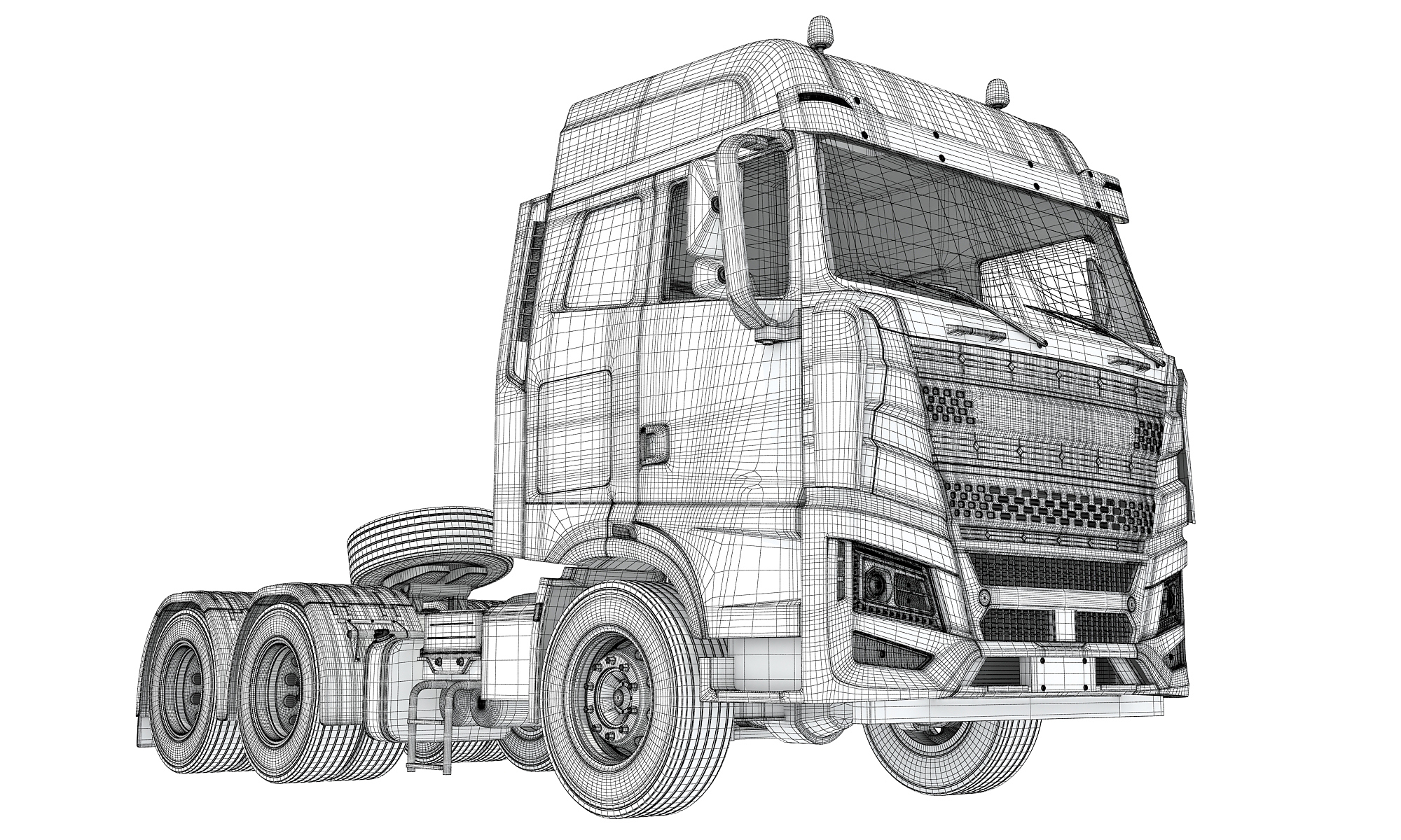 Semi Trailer Tractor Heavy Freight Truck 3D Model