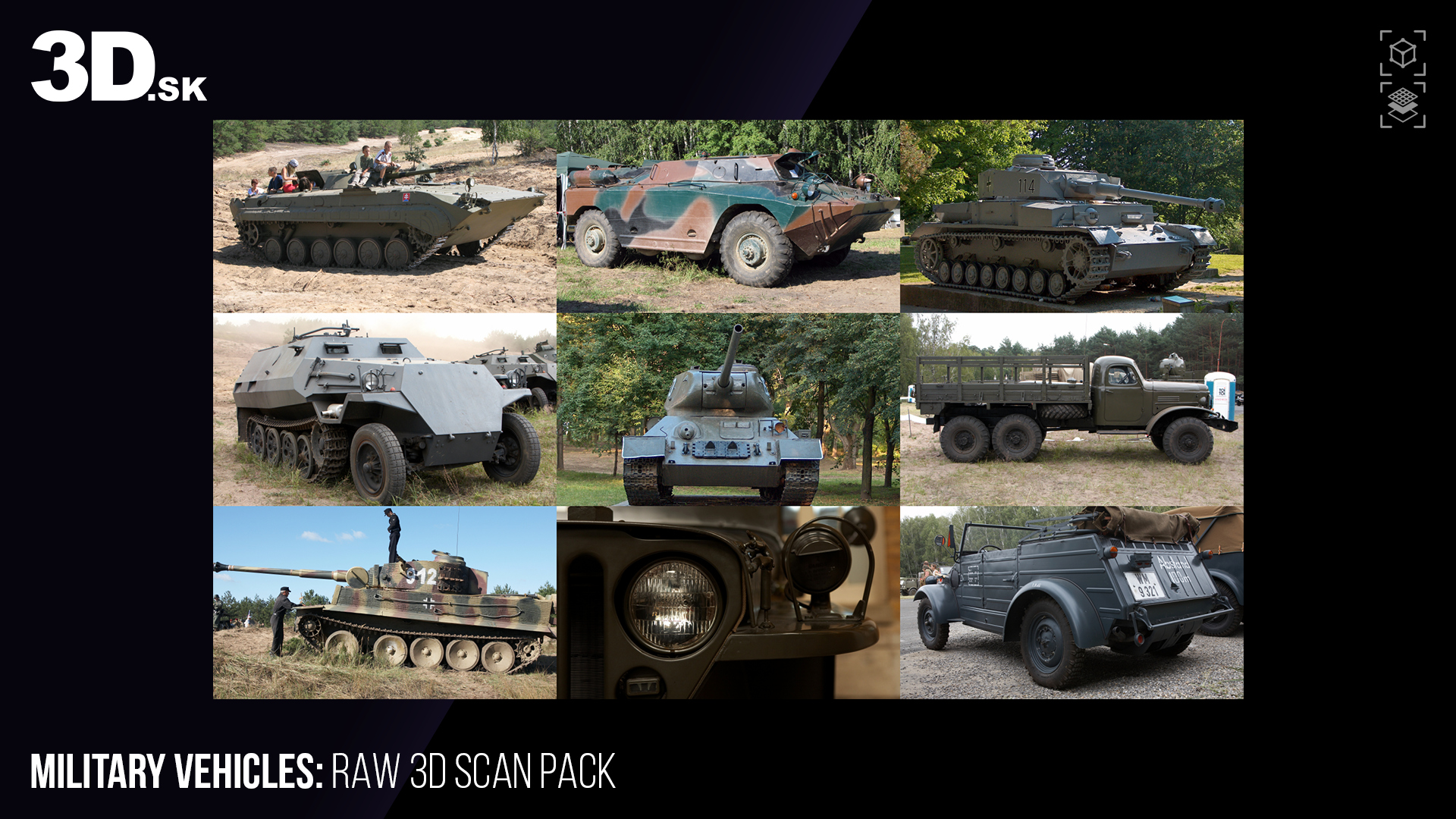 Military Vehicles Collection &ndash 10 RAW 3D Scans 8K Tex 3D Model
