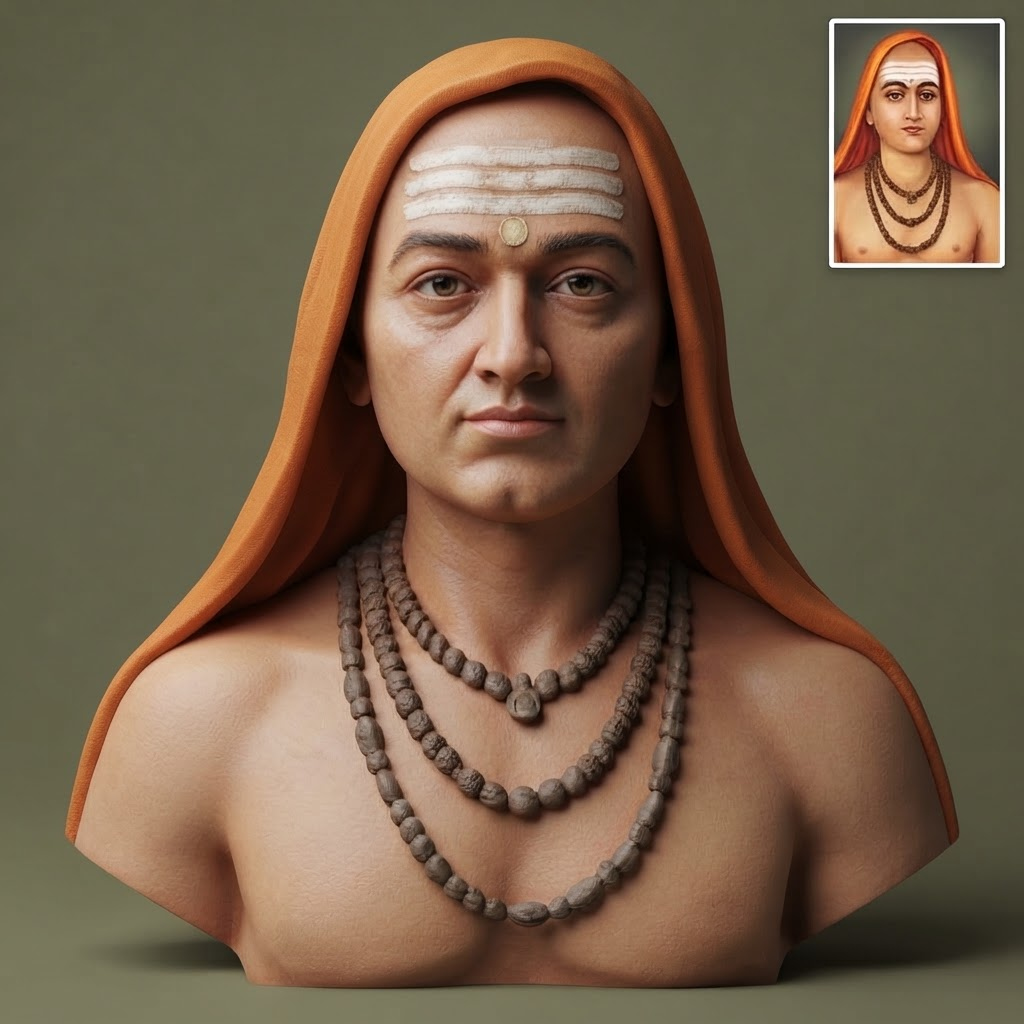 Adi Shankara Hindu Philosopher 3D Printable Bust 3D Model