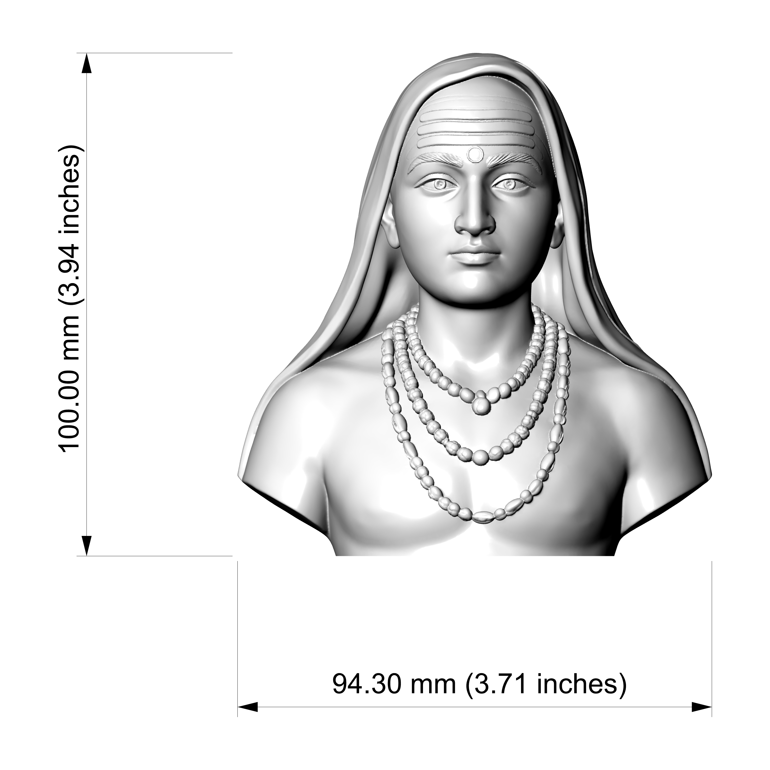 Adi Shankara Hindu Philosopher 3D Printable Bust 3D Model
