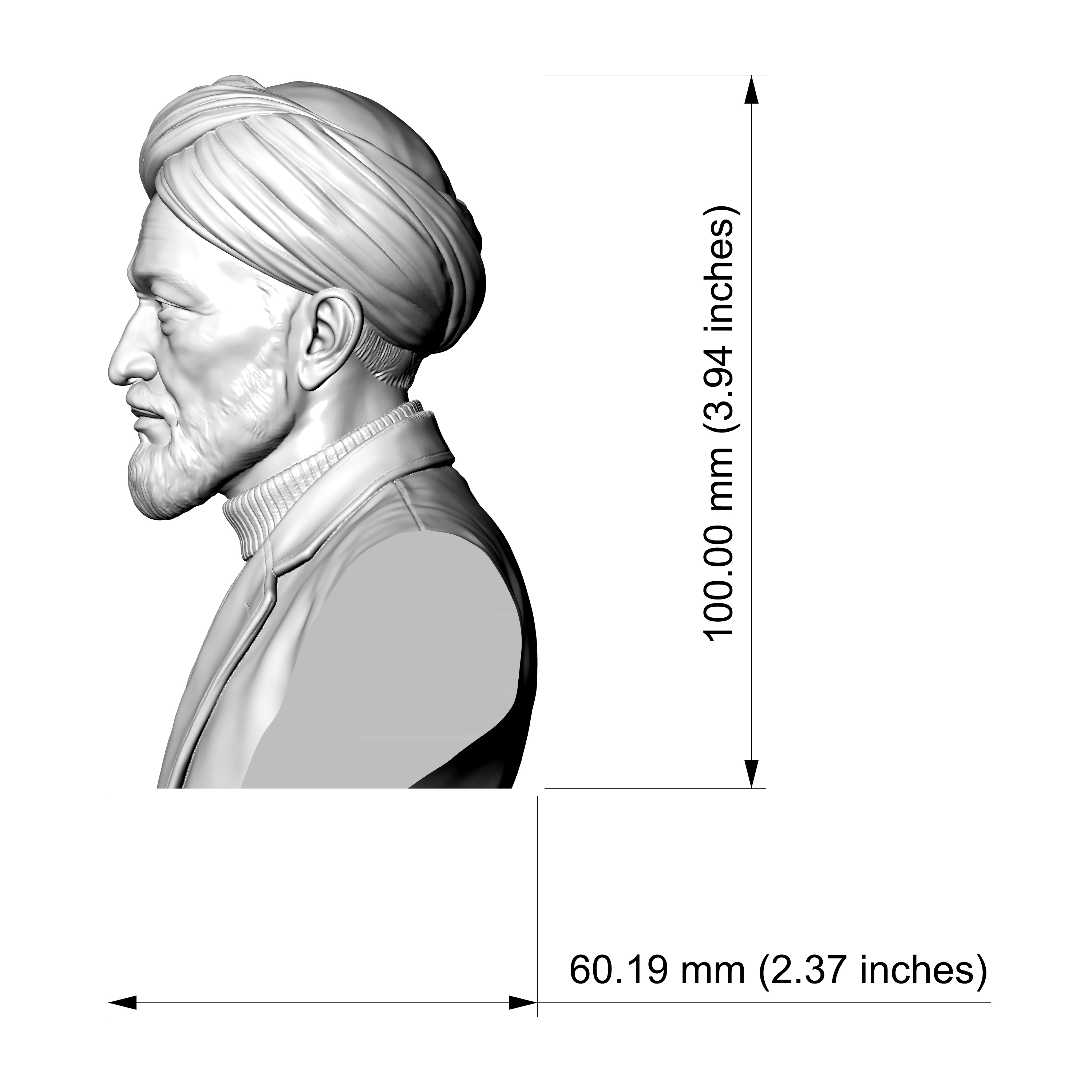 Al-Farabi Islamic 3D Printable Bust 3D Model