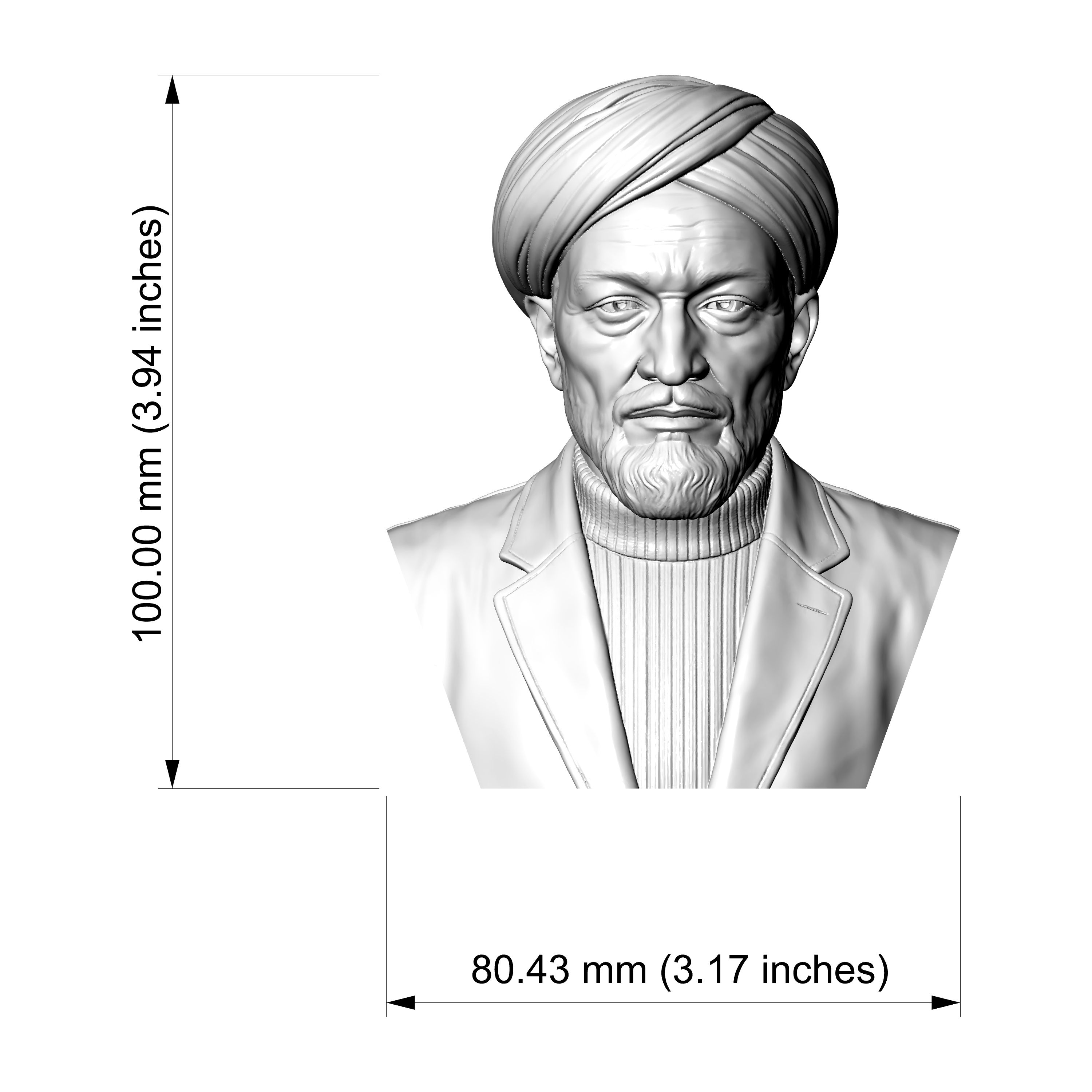 Al-Farabi Islamic 3D Printable Bust 3D Model