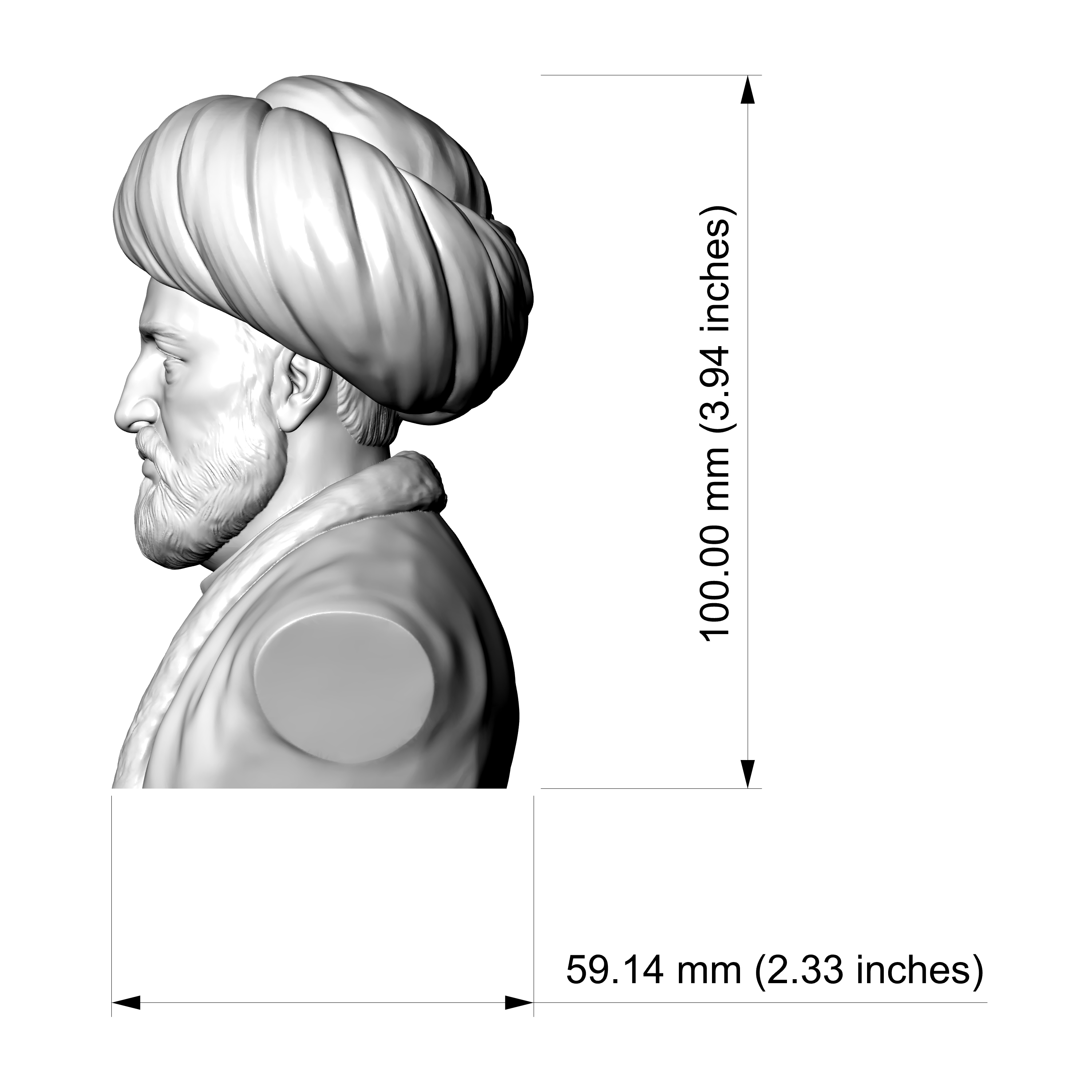 Al-Ghazali Islamic Scholar 3D Printable Bust 3D Model