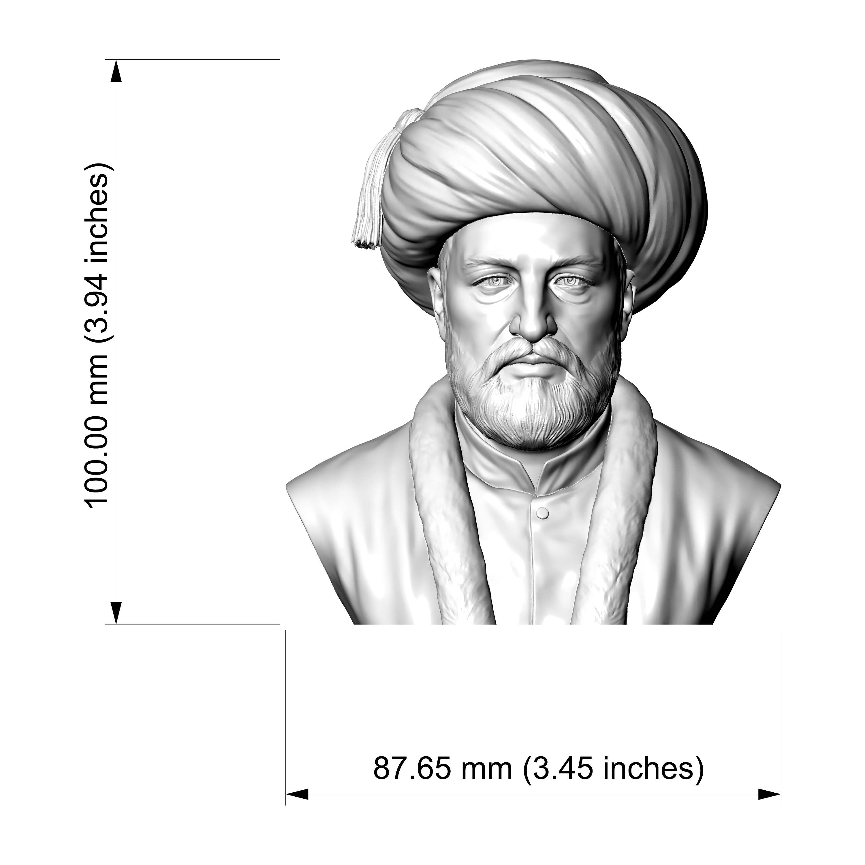 Al-Ghazali Islamic Scholar 3D Printable Bust 3D Model