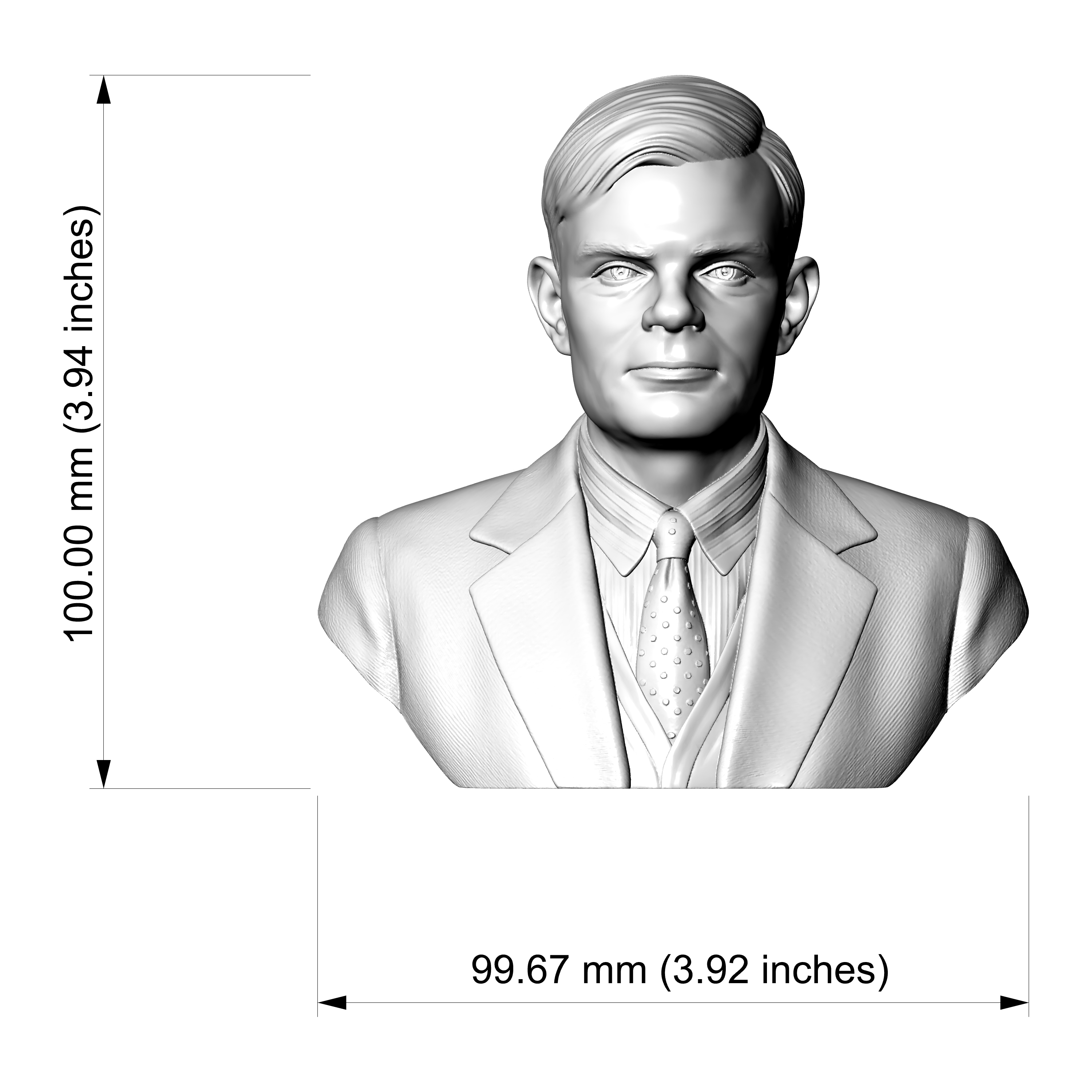 Alan Turing 3D Printable Bust 3D Model