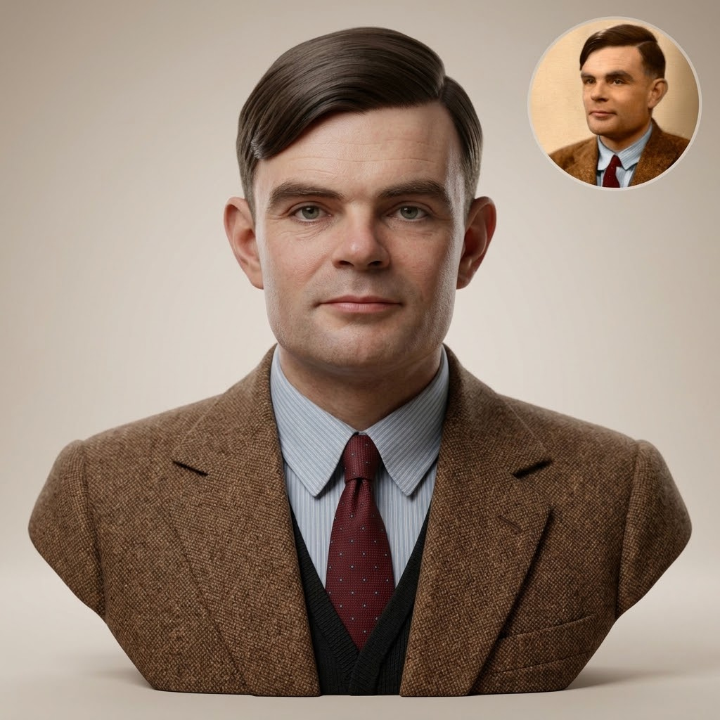 Alan Turing 3D Printable Bust 3D Model