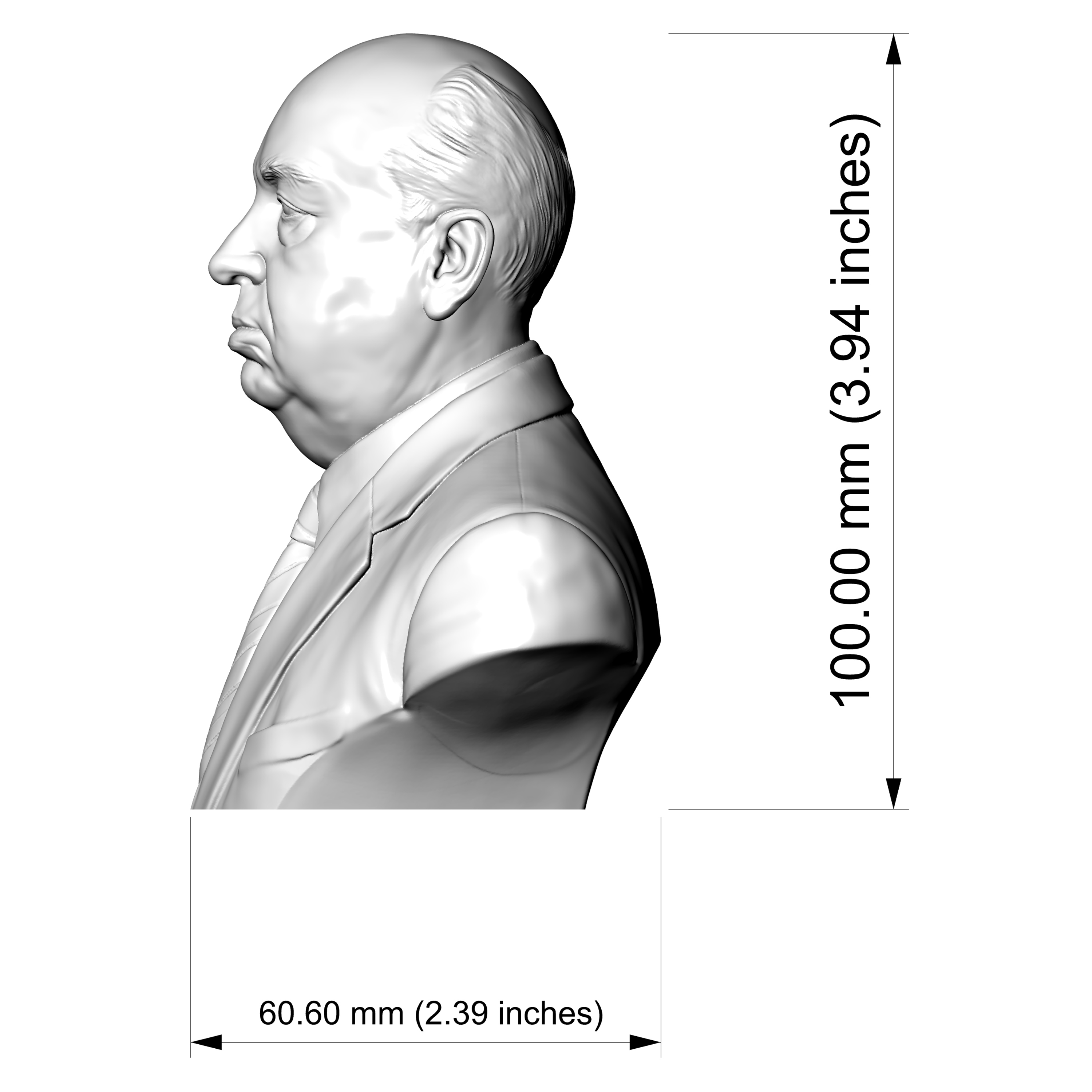 Alfred Hitchcock 3D Printable Bust 3D Model
