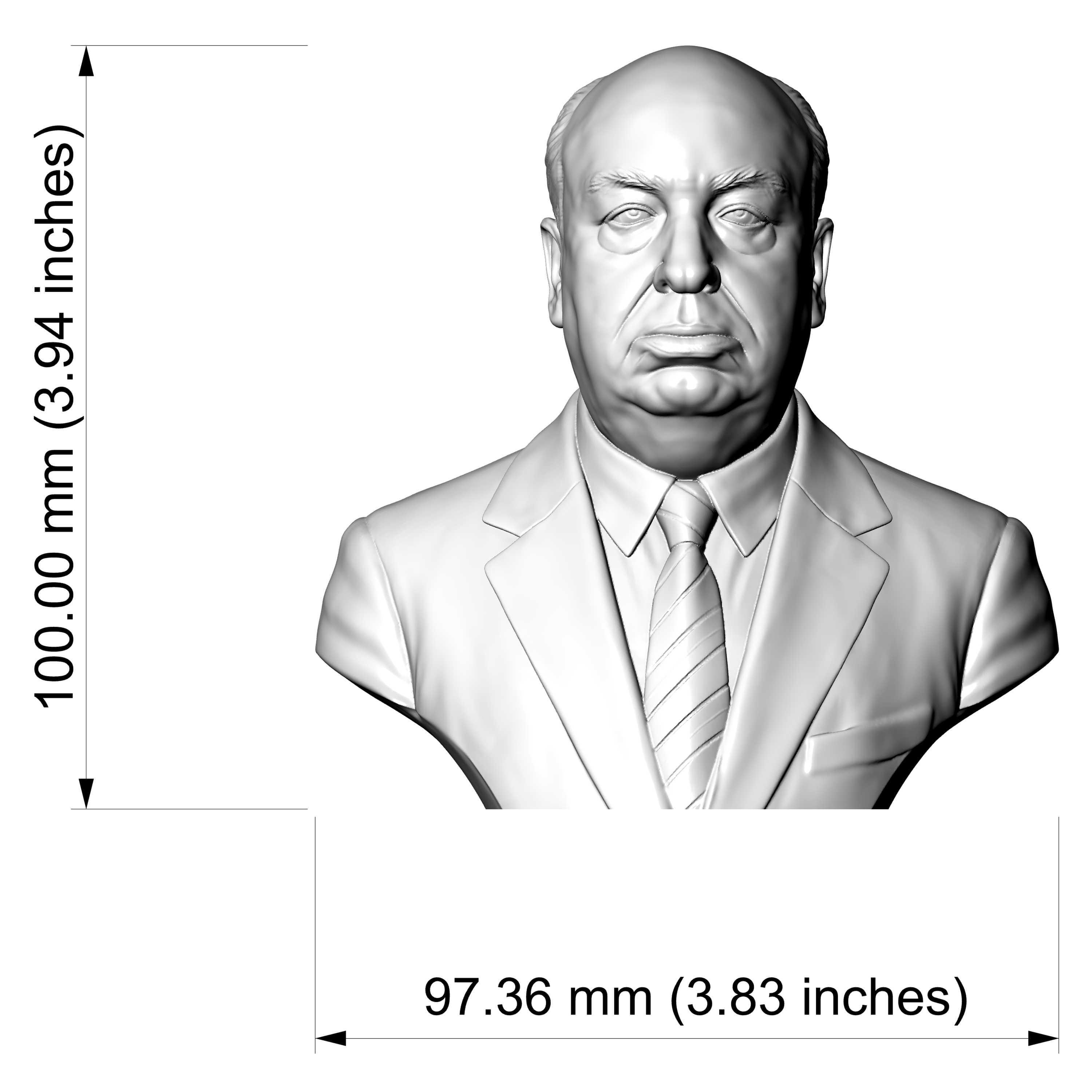 Alfred Hitchcock 3D Printable Bust 3D Model