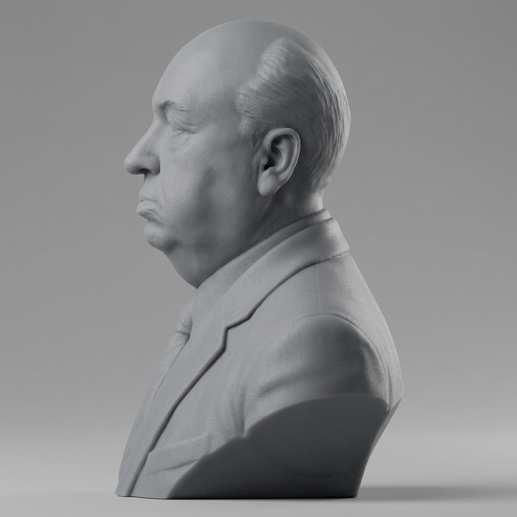 Alfred Hitchcock 3D Printable Bust 3D Model
