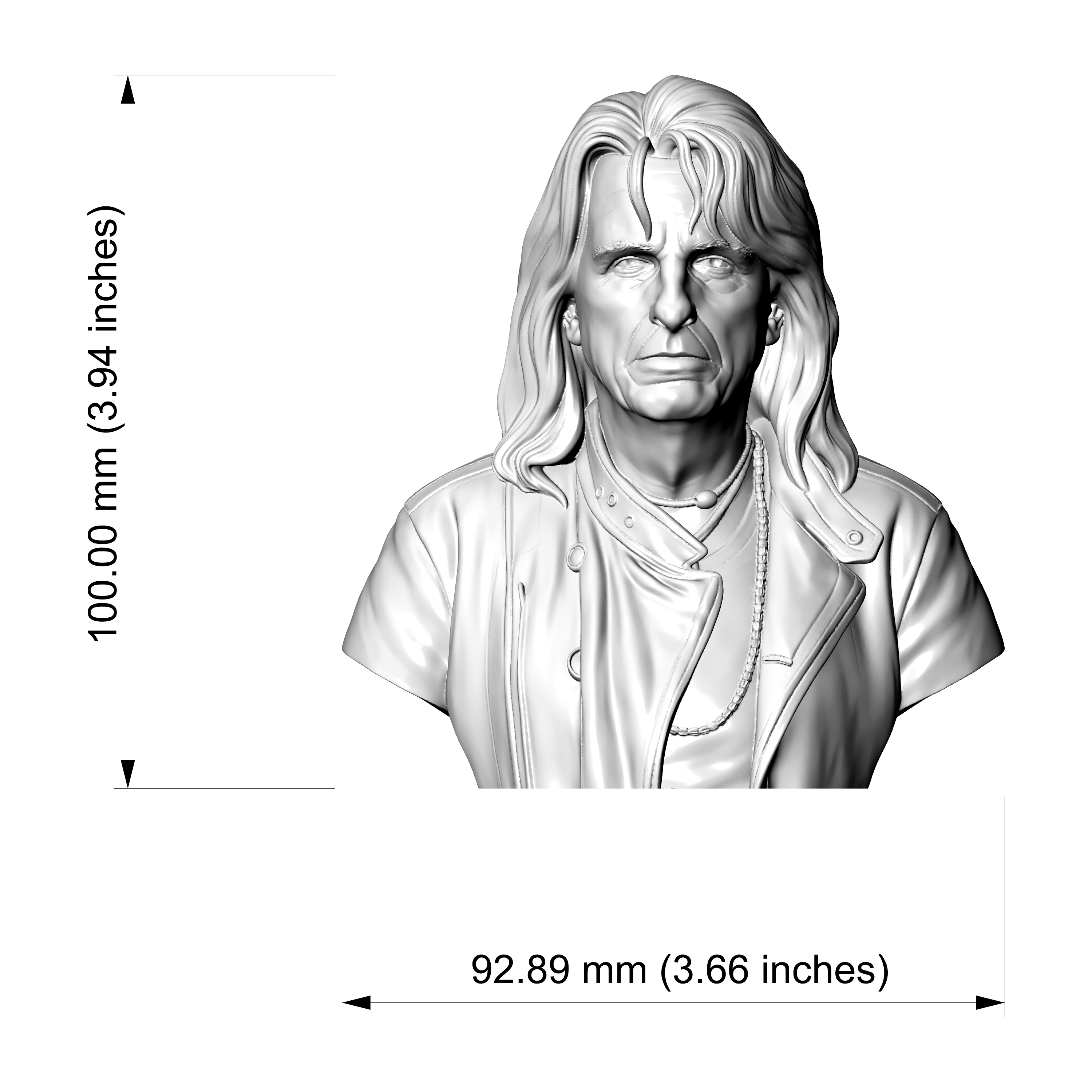 Alice Cooper 3D Printable Bust 3D Model