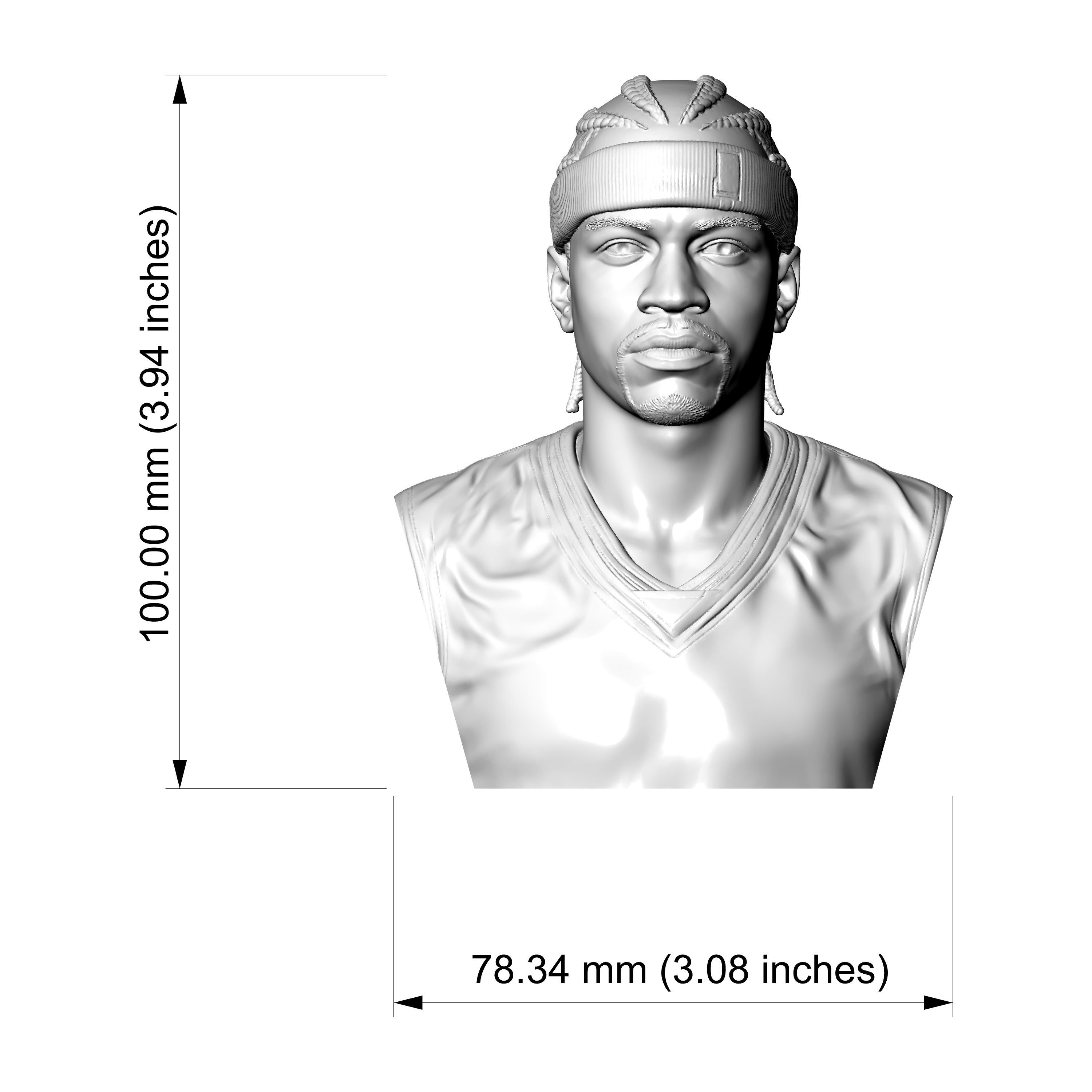 Allen Iverson 3D Printable Bust 3D Model