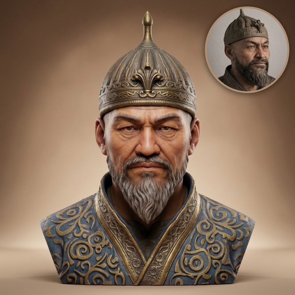 Amir Timur Tamerlane 3D Printable Bust 3D Model