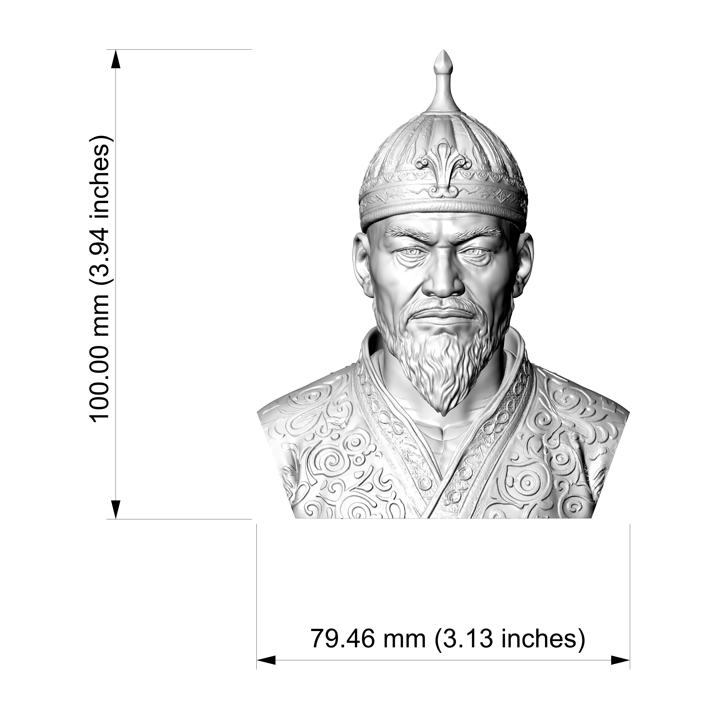 Amir Timur Tamerlane 3D Printable Bust 3D Model