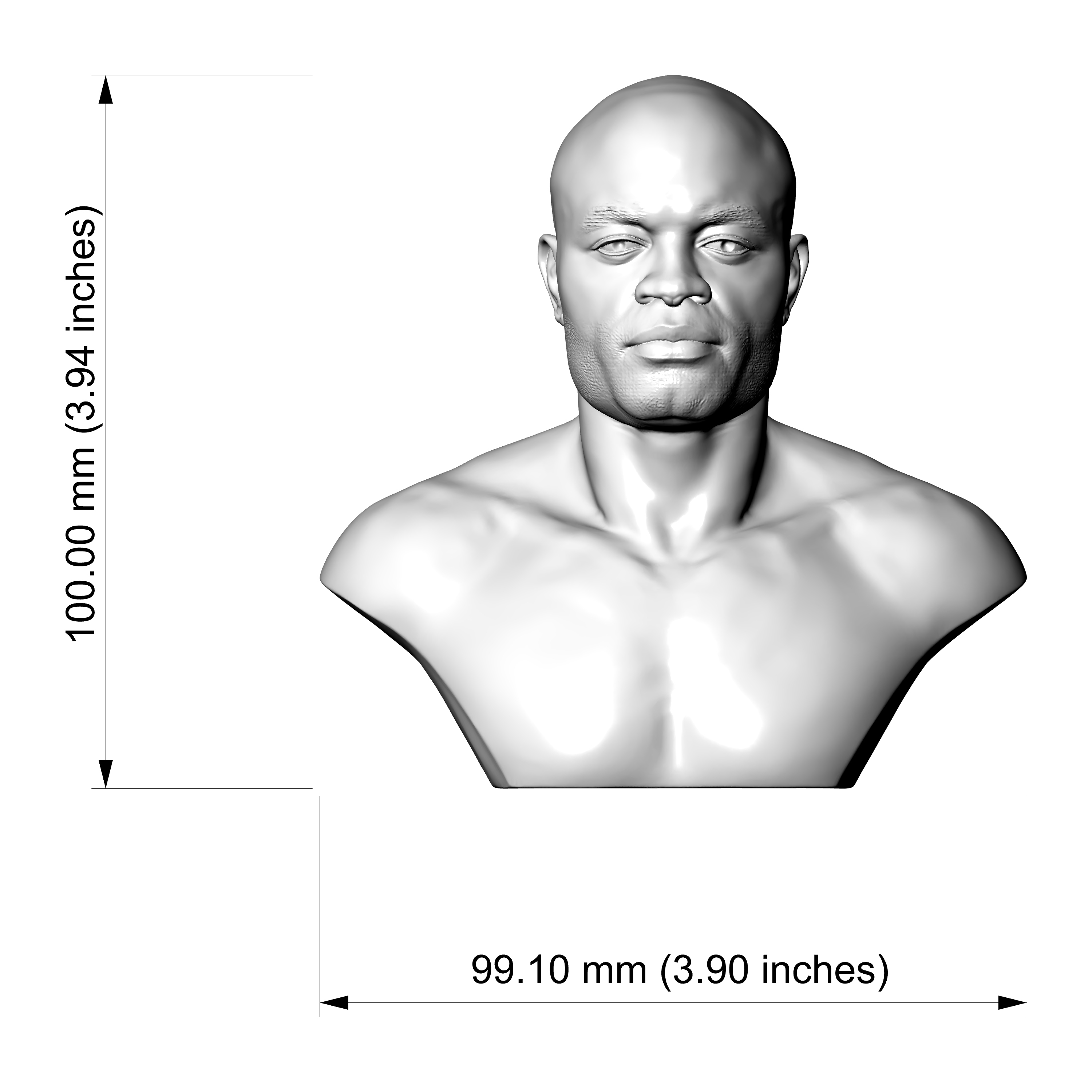 Anderson Silva UFC Fighter 3d Printable Bust 3D Model