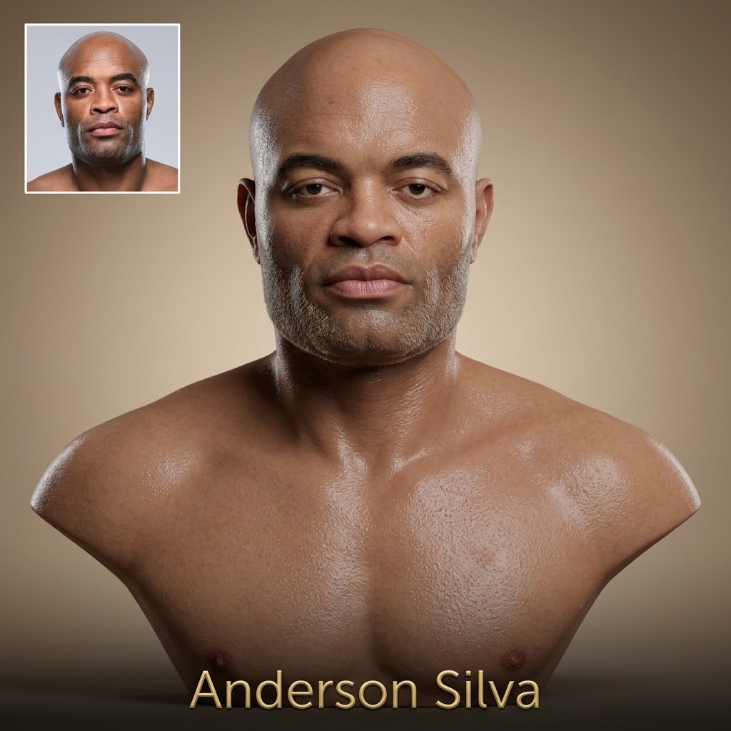 Anderson Silva UFC Fighter 3d Printable Bust 3D Model