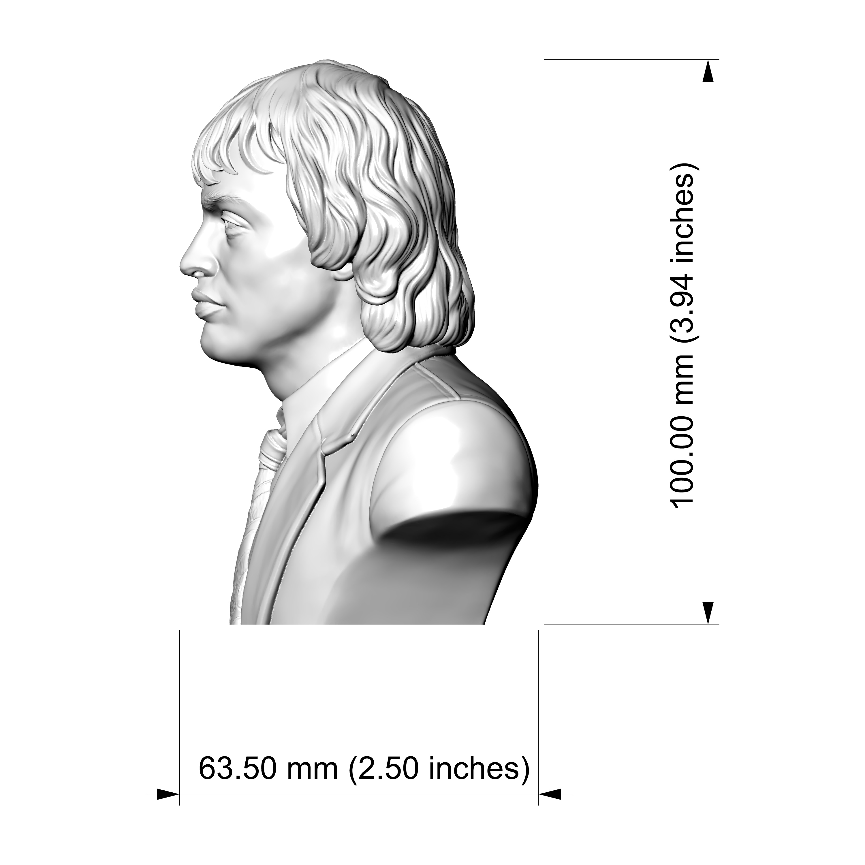 Angus Young 3D Printable Bust 3D Model