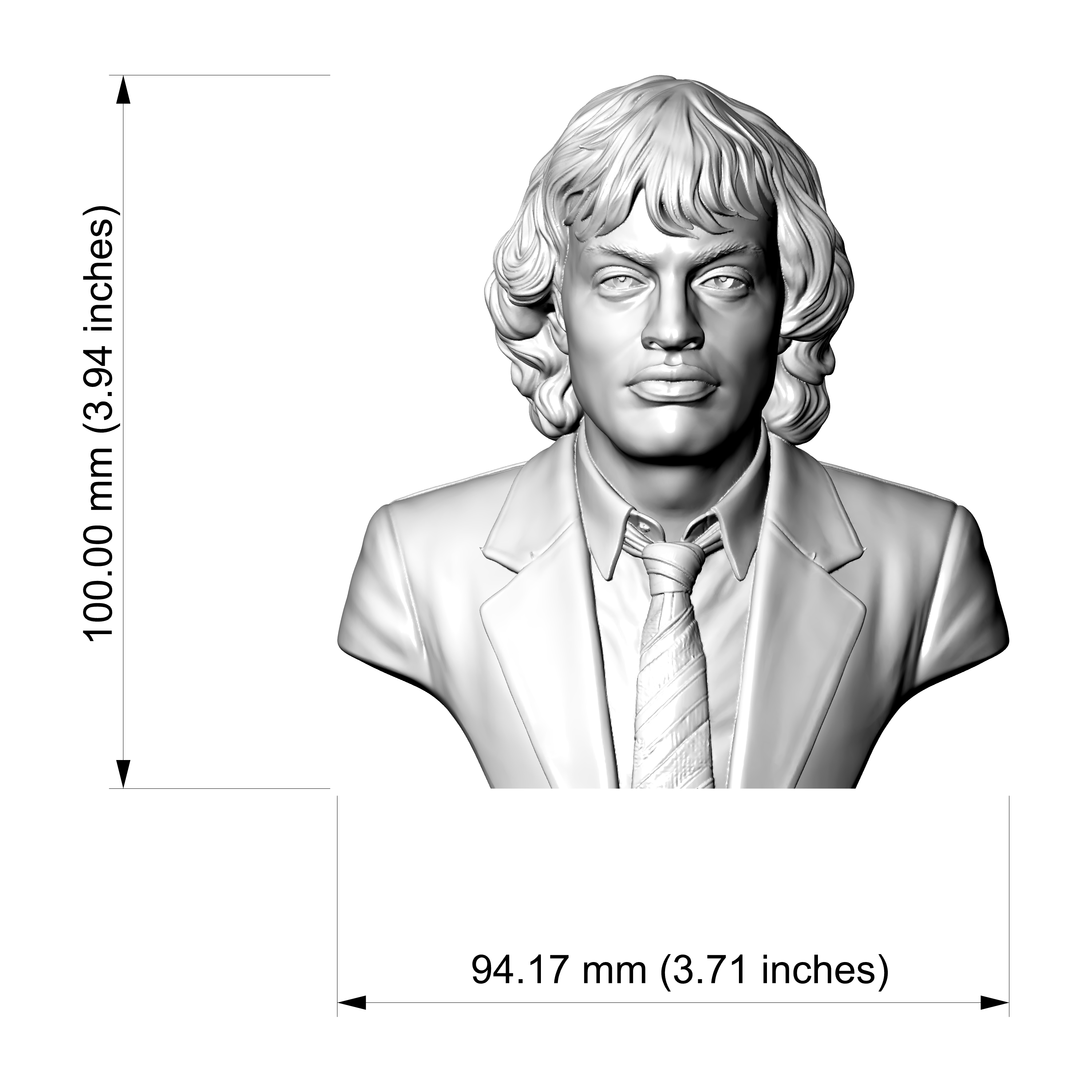 Angus Young 3D Printable Bust 3D Model