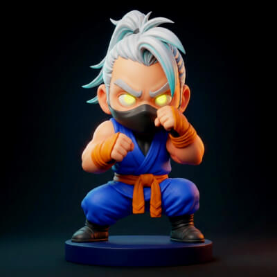 Anime Chibi Ninja Figurine 3D Print Model