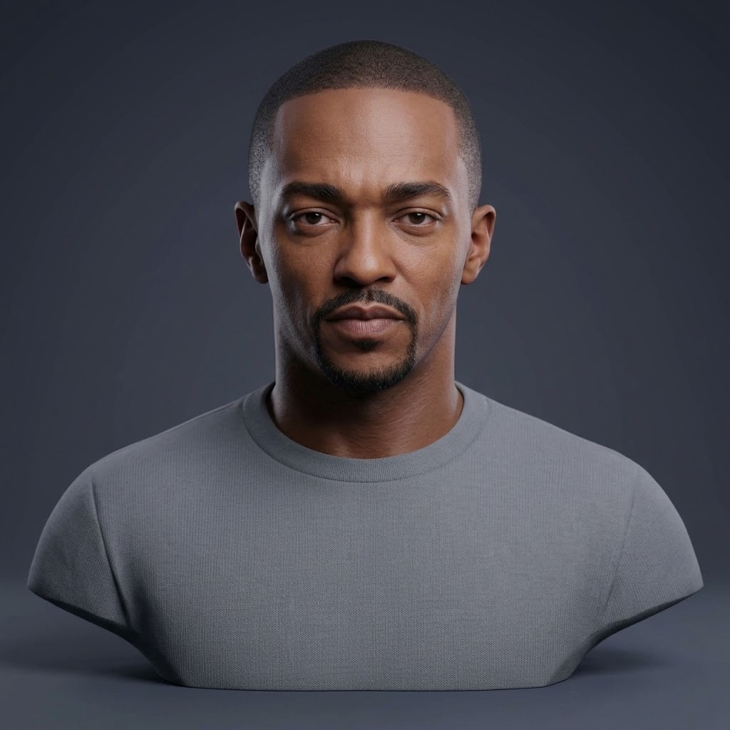 Anthony Mackie 3D Printable Bust 3D Model