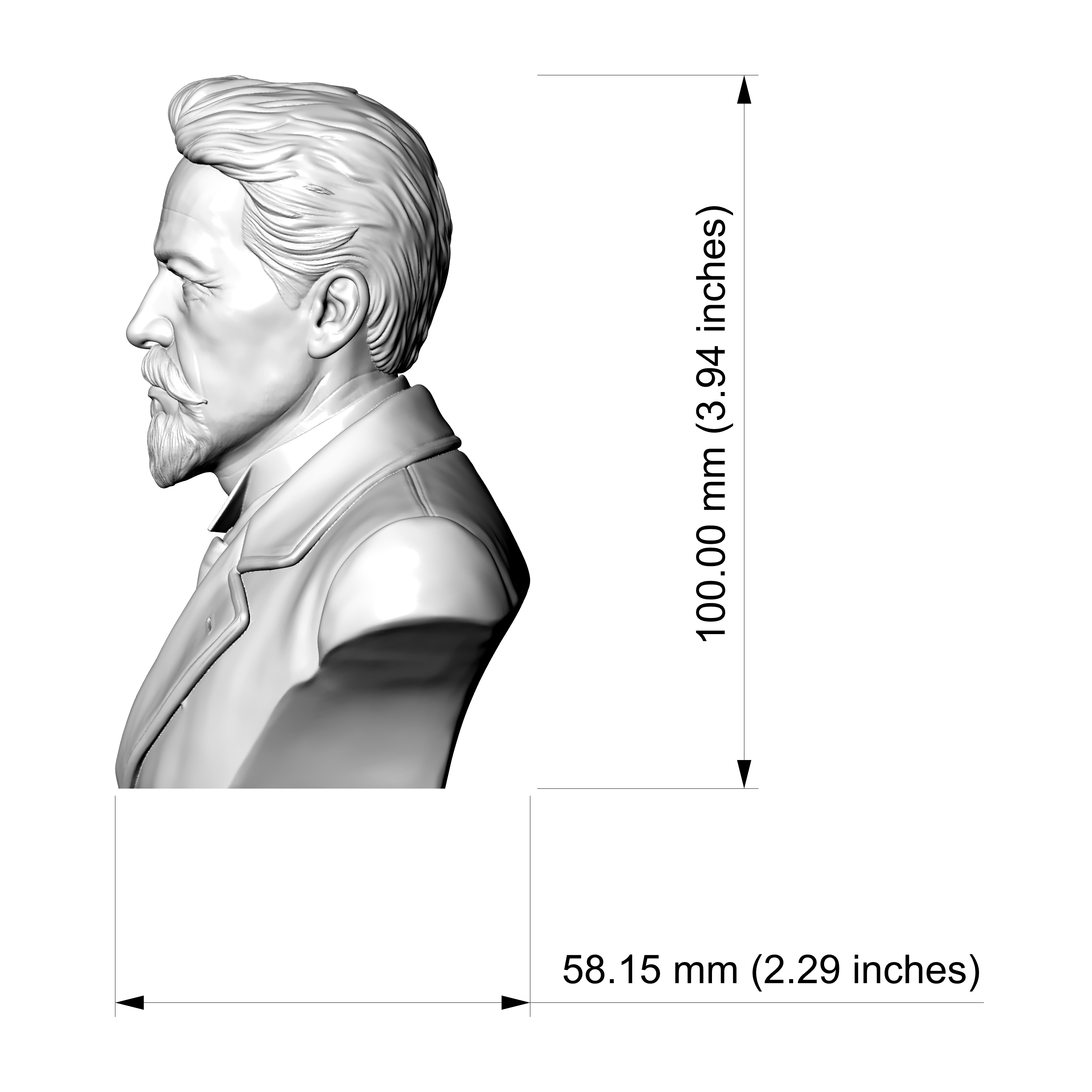 Anton Chekhov 3D Printable Bust 3D Model
