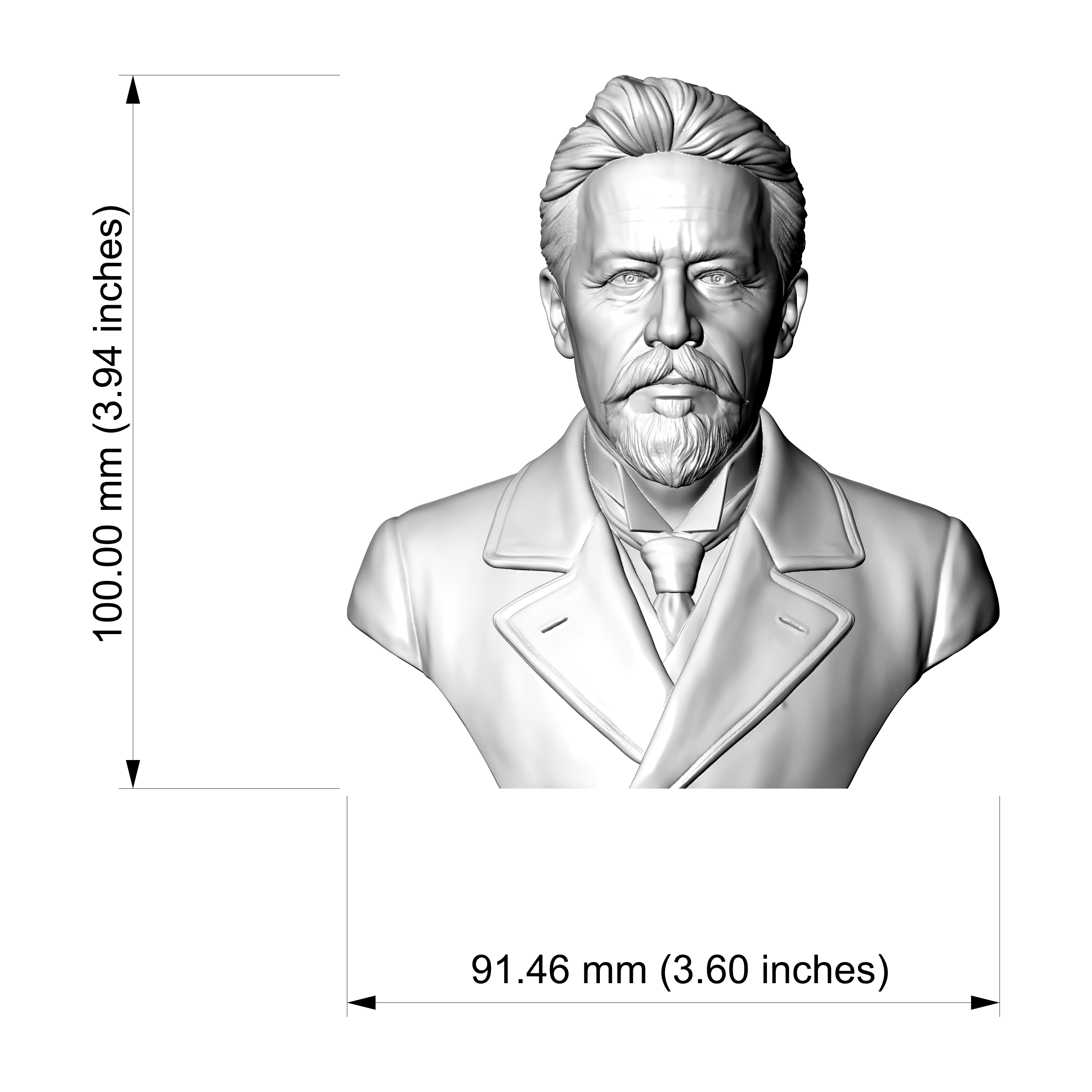 Anton Chekhov 3D Printable Bust 3D Model