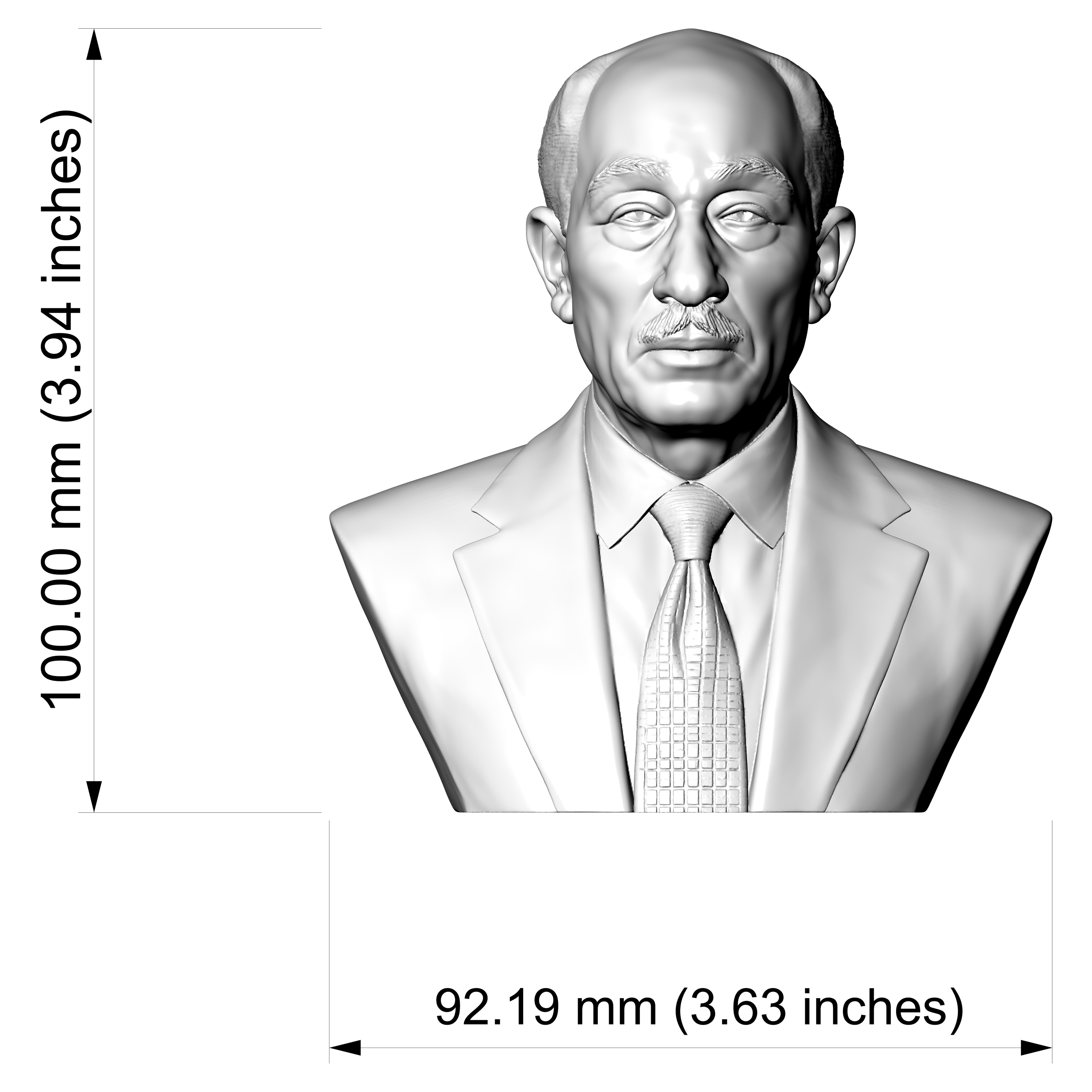 Anwar Sadat 3D Printable Bust 3D Model