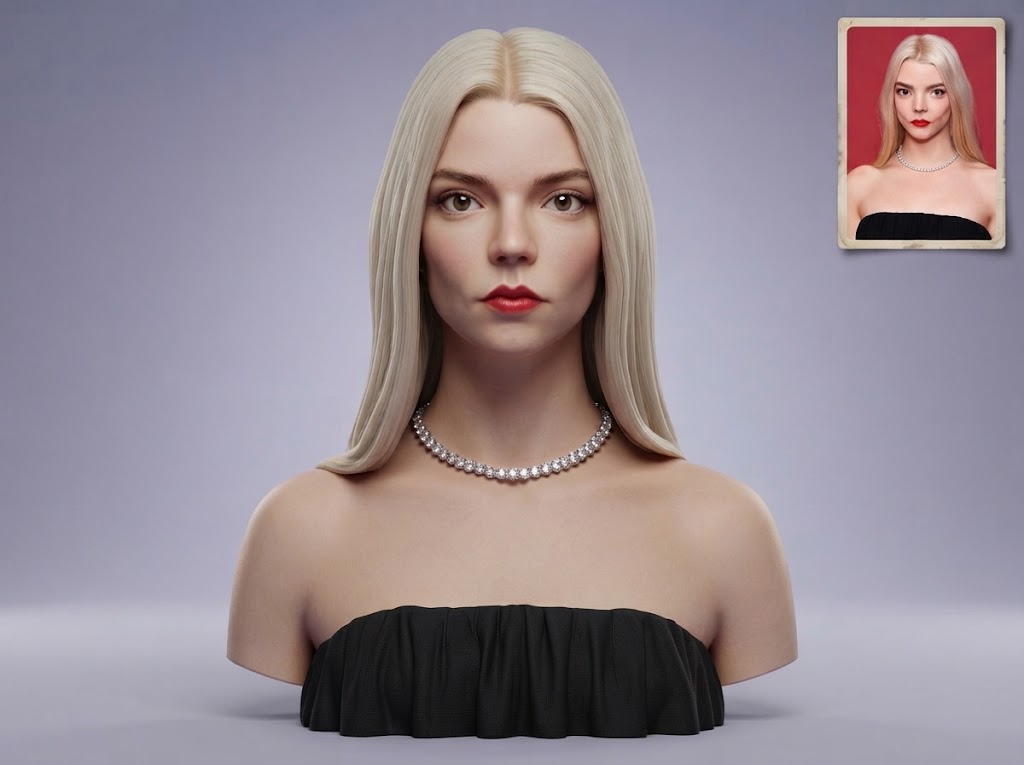 Anya Taylor-Joy Portrait Bust 3D Model